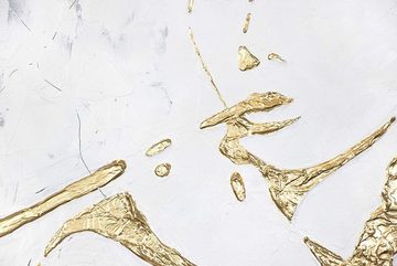 YS-Art Gemälde Audrey, Menschen, Audrey Hepburn Abstraktes Leinwand Bild Handgemalt Gold mit Rahmen