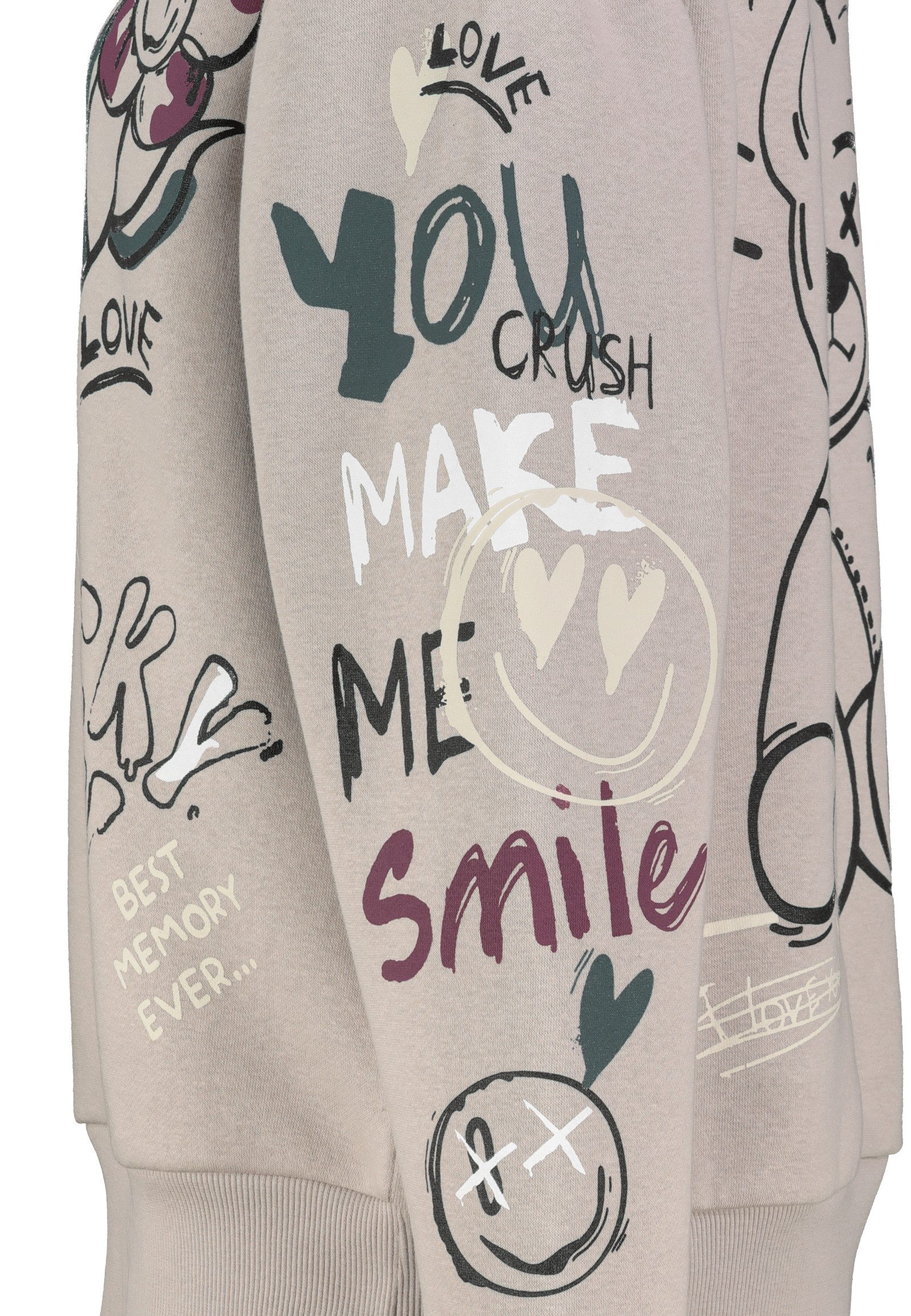 SUBLEVEL Sweatshirt Damen Pullover langarm im Alloverprint Sweater, Sweatpullover