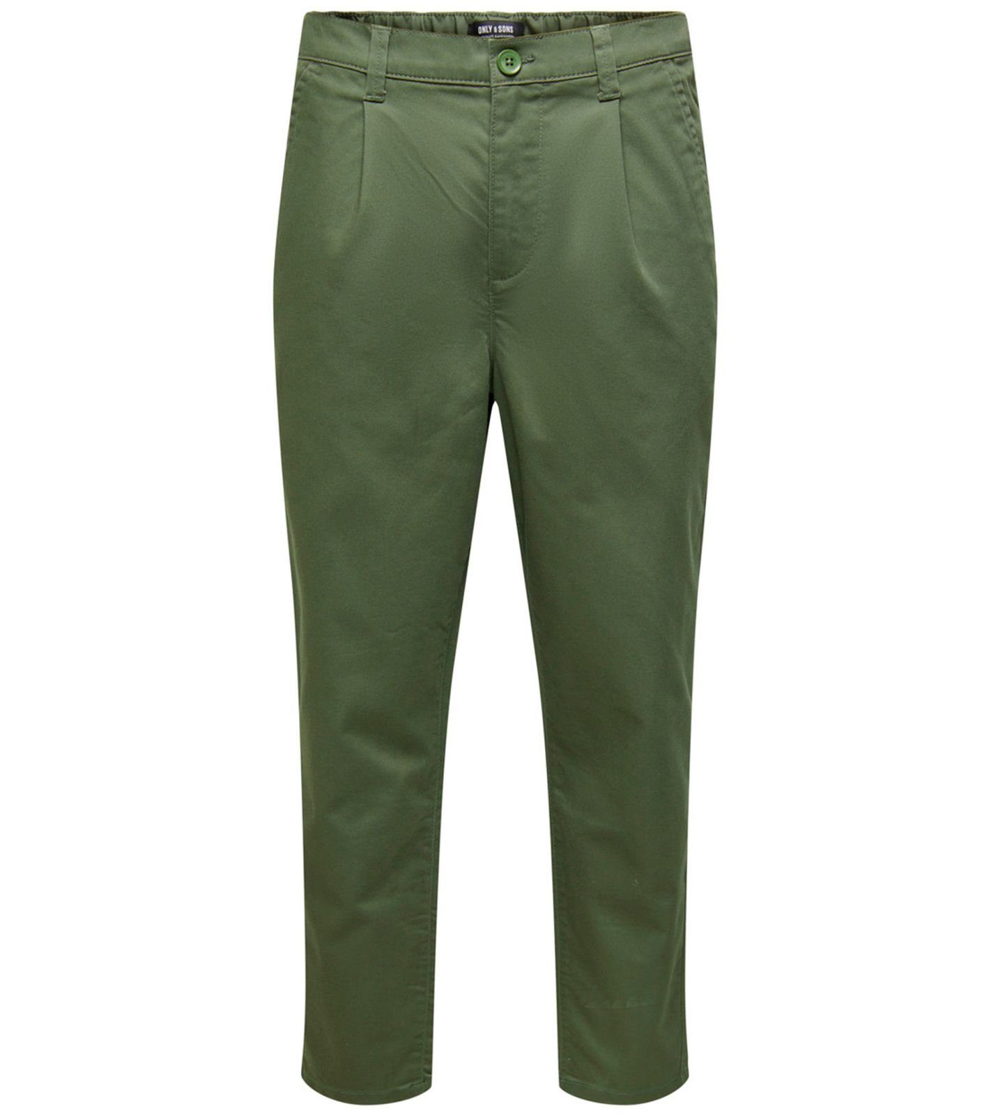 ONLY & SONS Chinohose ONLY SONS Herren Chino-Hose Oliv Freizeit-Hose 22021486 Tapered Stoff-Hose Dew & Grün