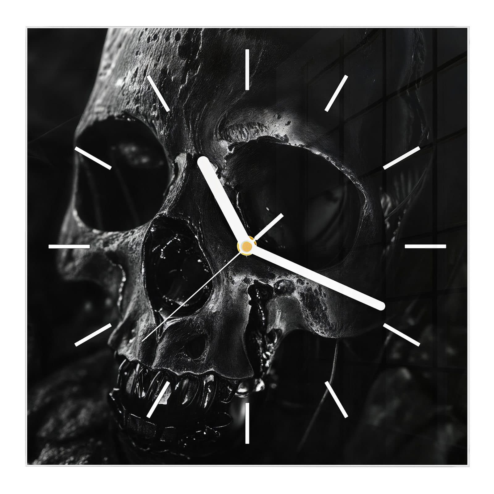 Wanduhr Glasuhr Wanduhr Wandkunst Größe 30 x 30 cm mit Motiv Schädelaufnahme