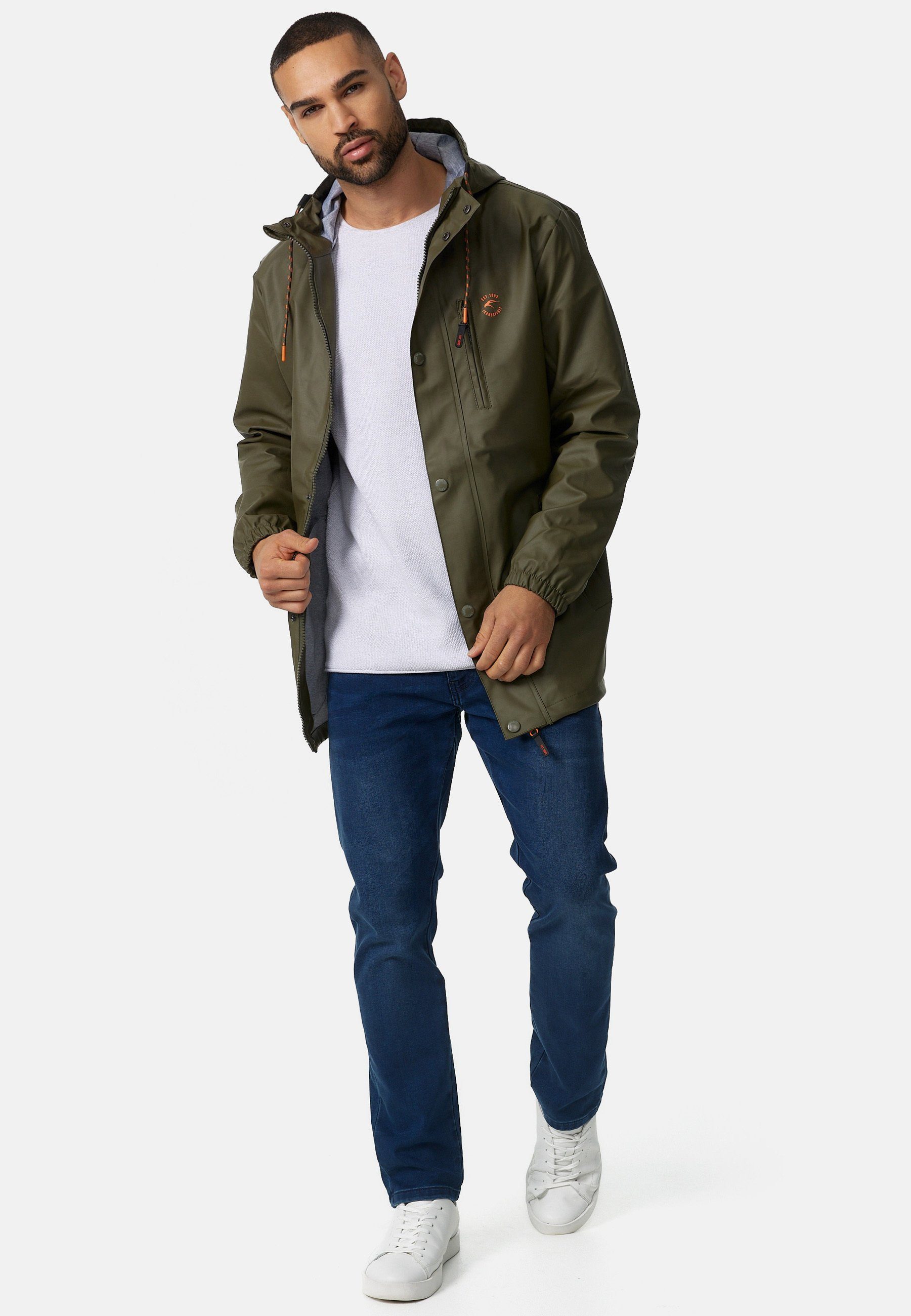 Indicode Regenjacke Herren Malmoe Nässeschutz Herrenjacke halblange, mit Kapuze