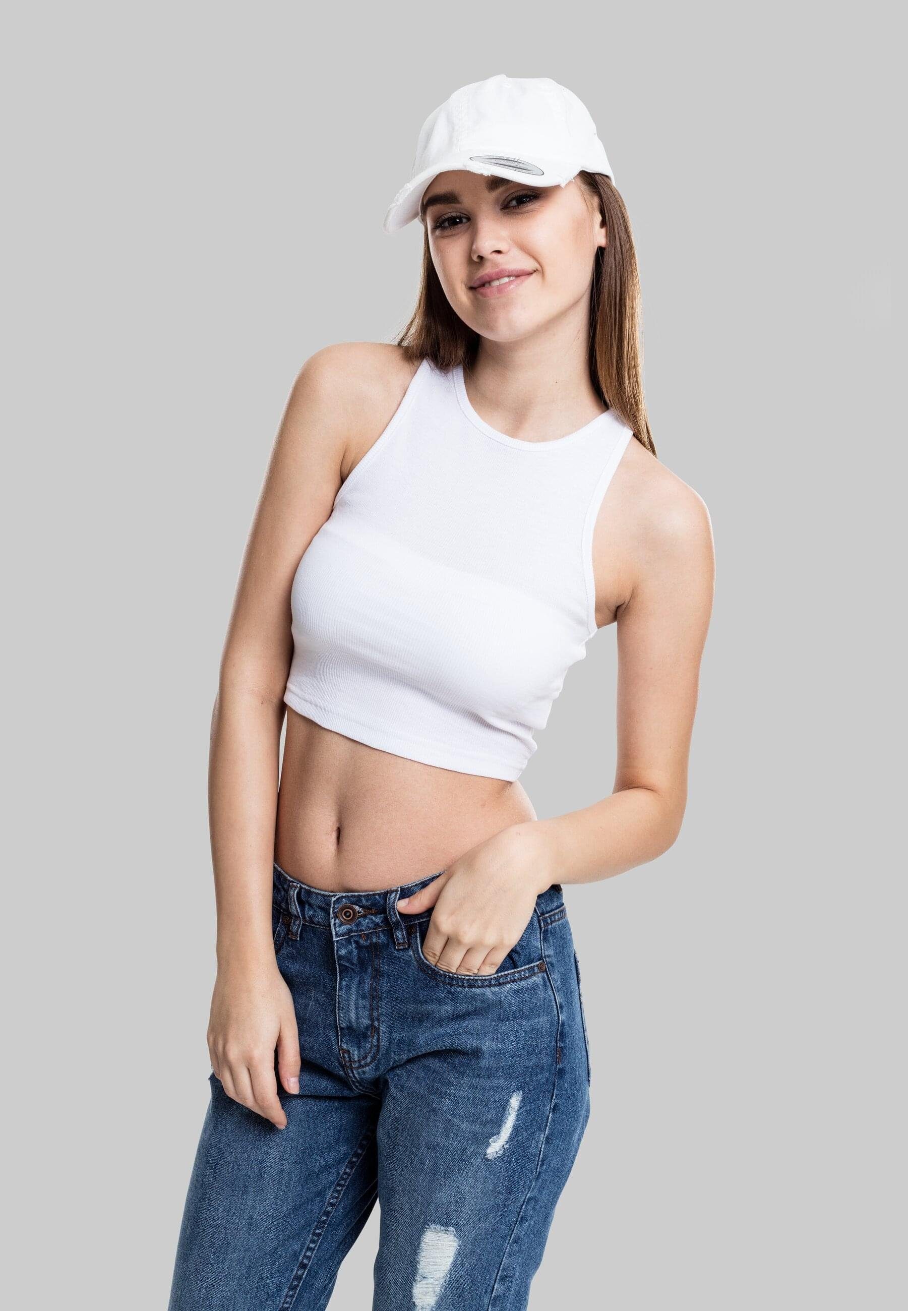 URBAN CLASSICS T-Shirt Damen Top Rib white Cropped Ladies (1-tlg)