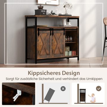 KOMFOTTEU Sideboard, Buffetschrank mit Schiebetüren & verstellbare Ablagen