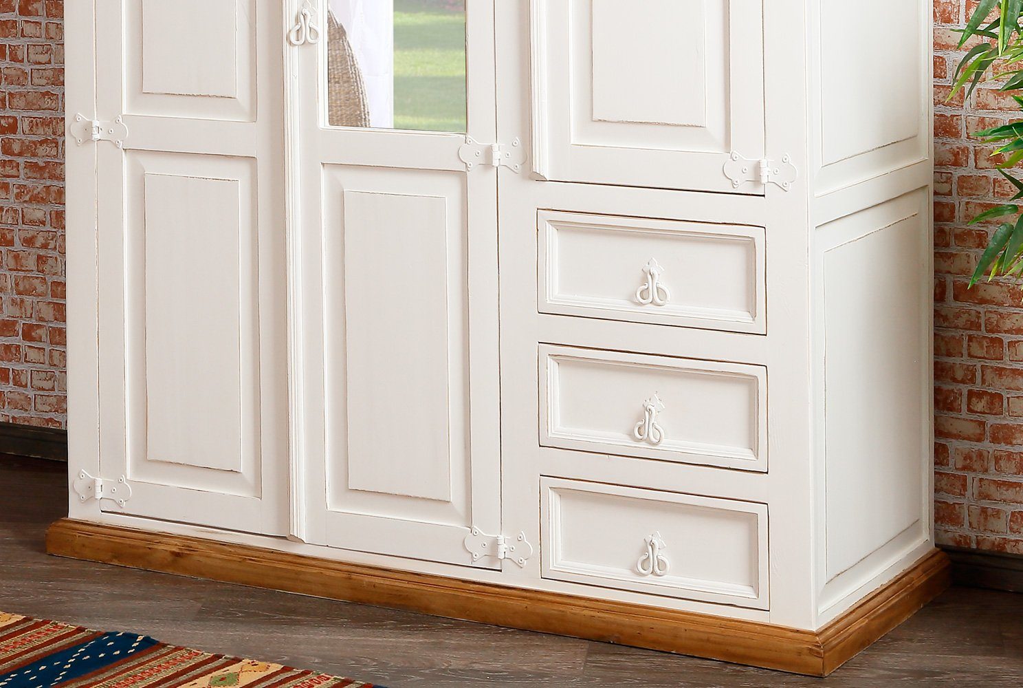 1a Direktimport Kleiderschrank Schlafzimmerschrank MEXICO, Pinie weiß honig Massivholz, Landhaus