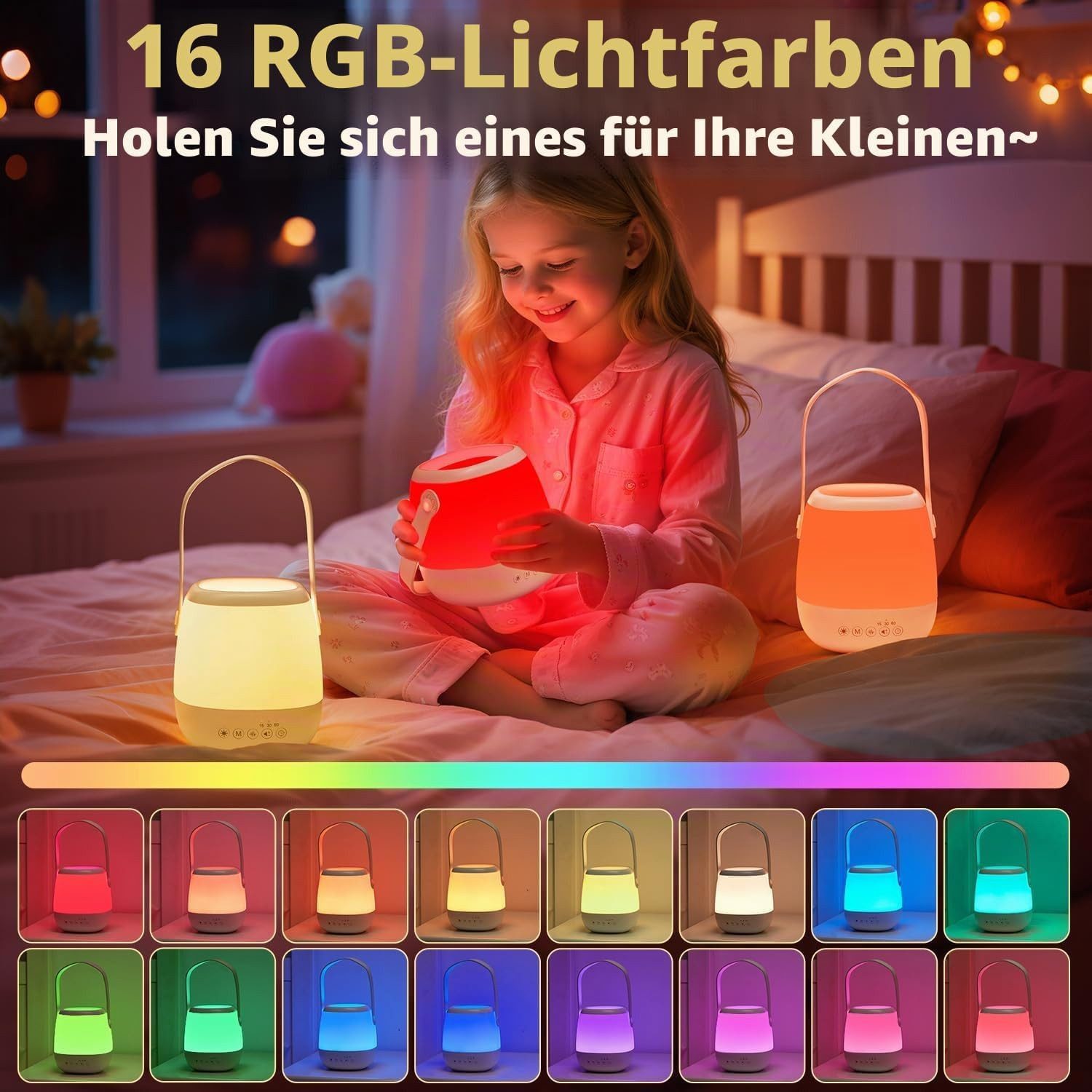 Vivitar LED Nachtlicht Dimmbar mit White Noise Maschine, 3-in-1 Baby Stilllicht, USB aufladbar und Tragbar, Fütterungslampe zum Stillen und Fläschchengeben, Nac – Bild 3 von 5
