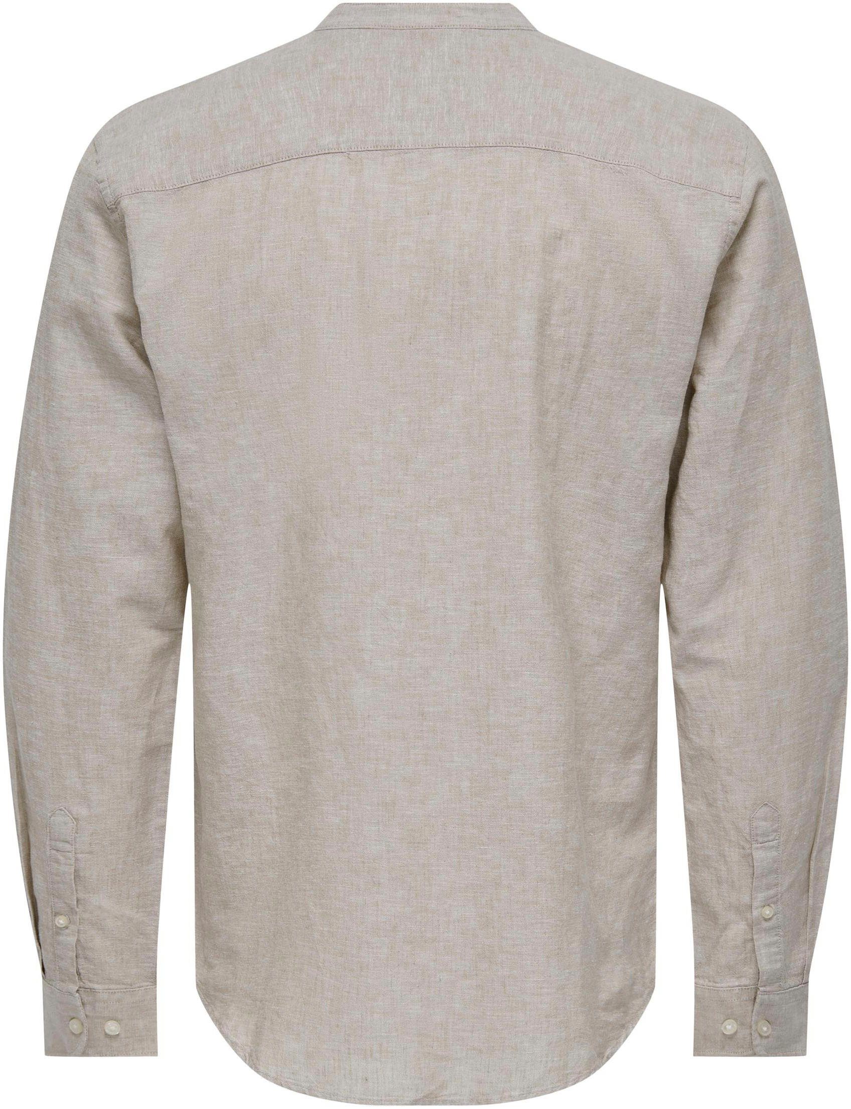 ONLY & SONS Langarmhemd ONSCAIDEN LS HALFPLACKT LINEN SHIRT