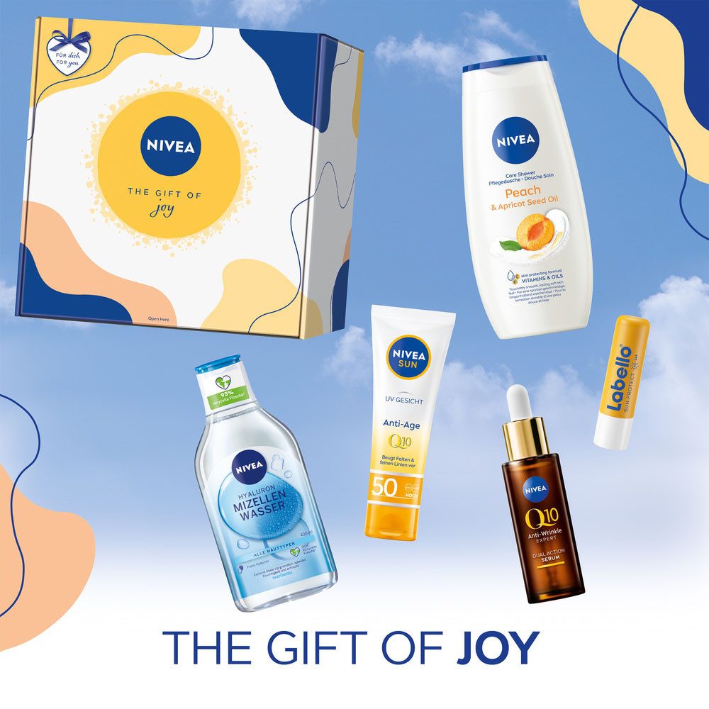 Nivea Pflege-Geschenkset THE GIFT OF JOY, 5-tlg., für Gesicht, Lippen und Körper, Serum mit Anti-Glykations Technologie