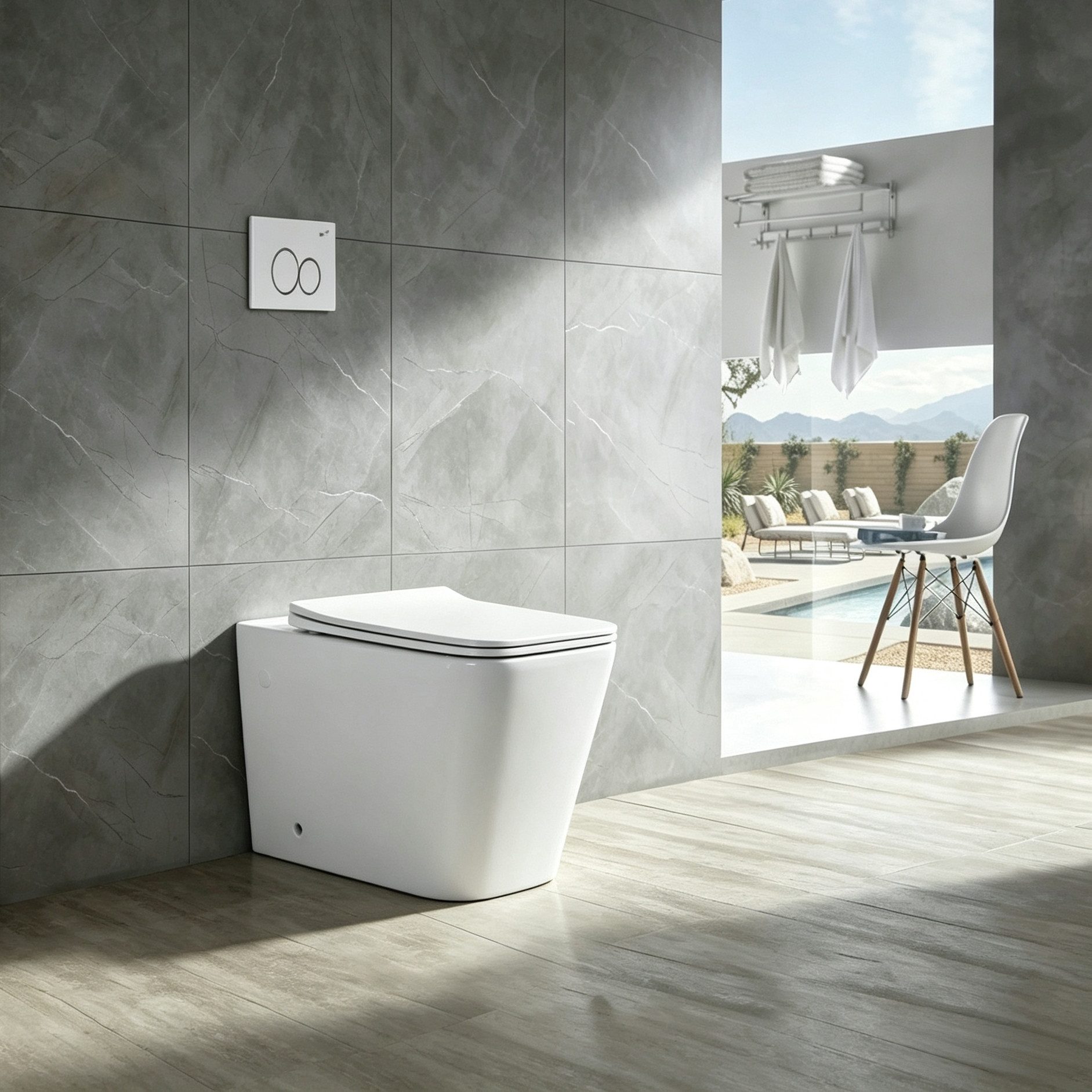 welltime Tiefspül-WC Trento eckig, wandhängend, Abgang waagerecht, Spülrandloses Tiefspül-WC, inkl. ToilettenSitz mit Softclose.