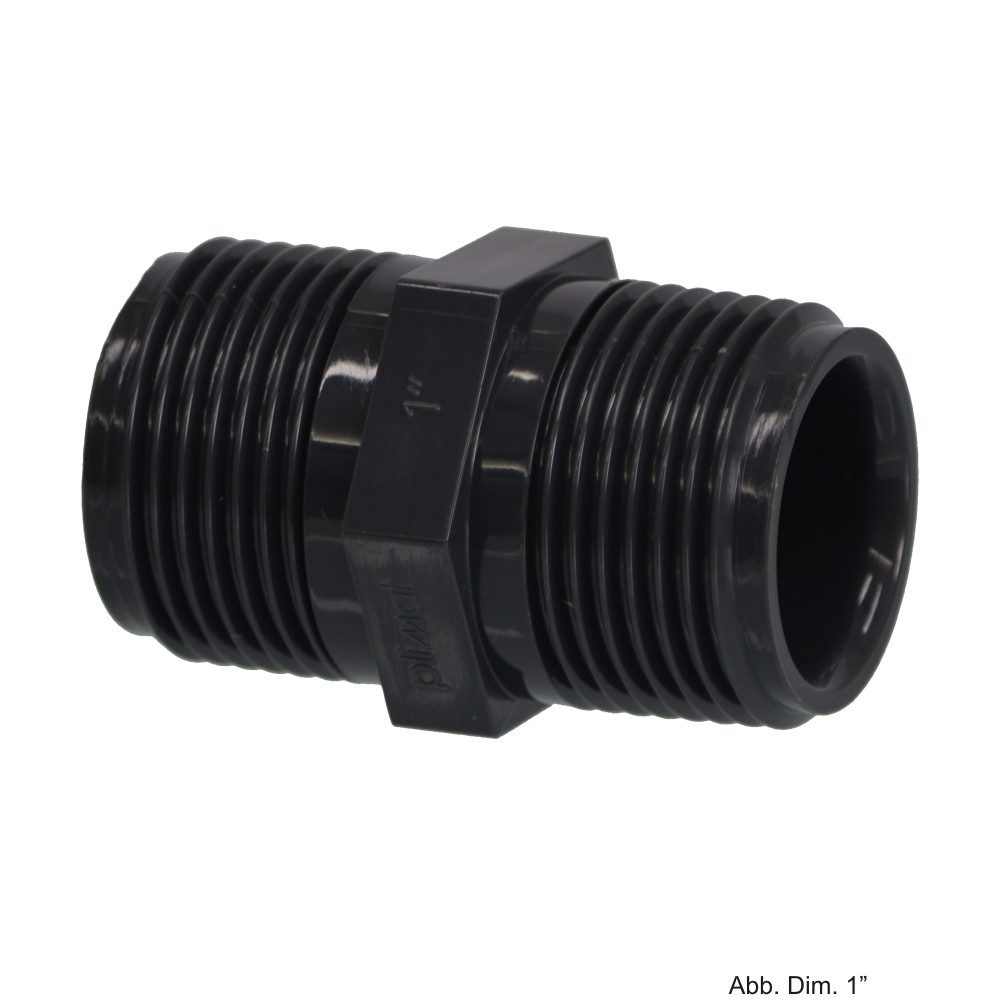 bevo Wasserrohr PVC-U Doppelnippel mit Achtkant, Außengewinde, 10 bar, 3/8"