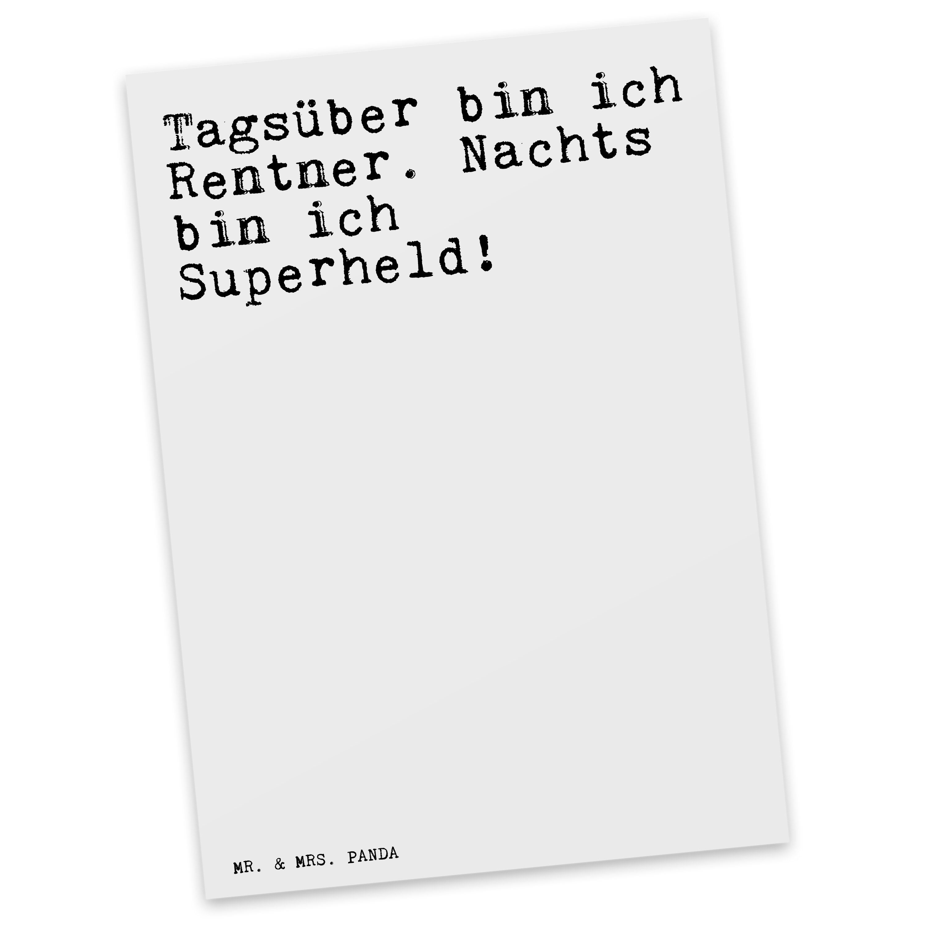 Mr. & Mrs. Panda Postkarte Tagsüber bin ich Rentner.... - Weiß - Geschenk, Pensionierung, Rentne