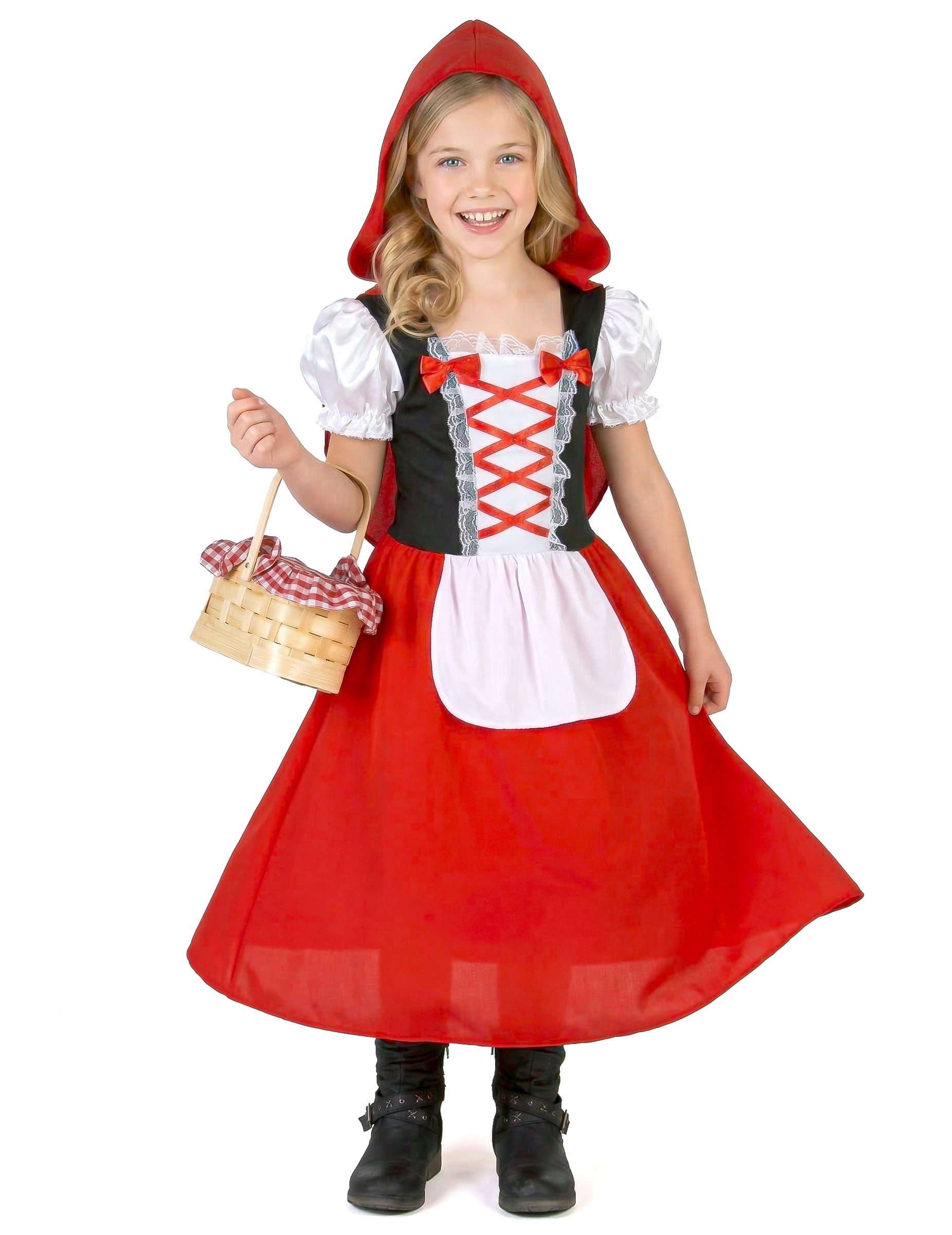 Kostüm Rotkäppchen Märchenkostüm für Kinder rot-weiss-schwarz