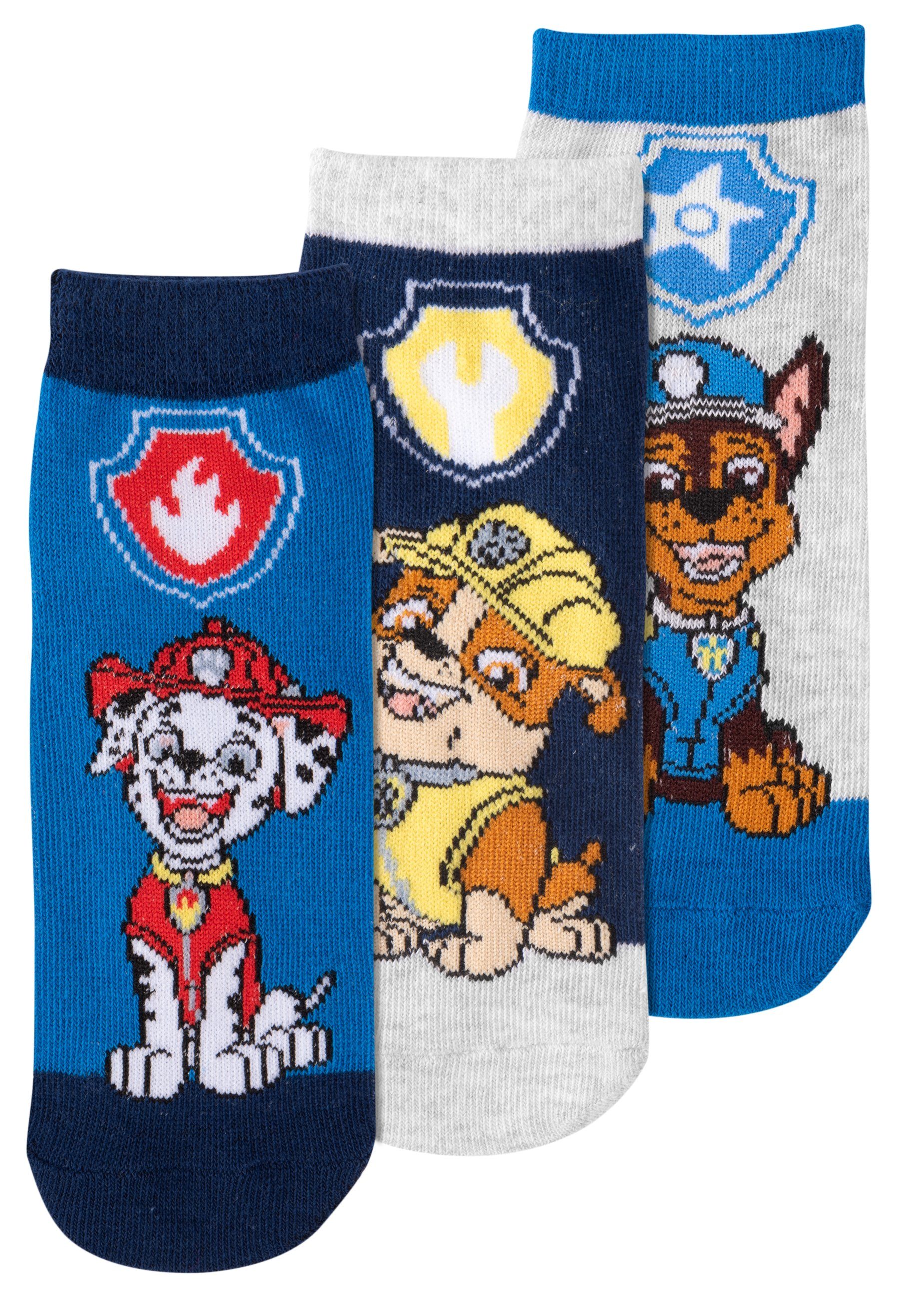 United Labels® Socken Paw Patrol Socken Jungen Kinder Sneaker Kindersocken Bunt (3er Pack)