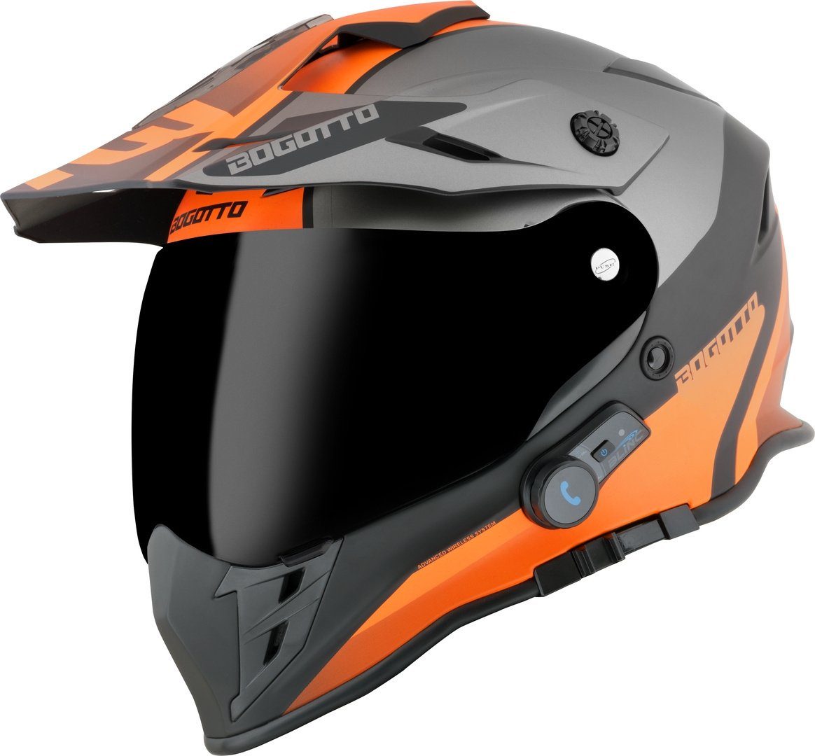 Bogotto Motocrosshelm H331 BT Tour EVO Bluetooth Enduro Helm, Vorbereitet Für Kommunikationssystem,integriertes Kommunikationss