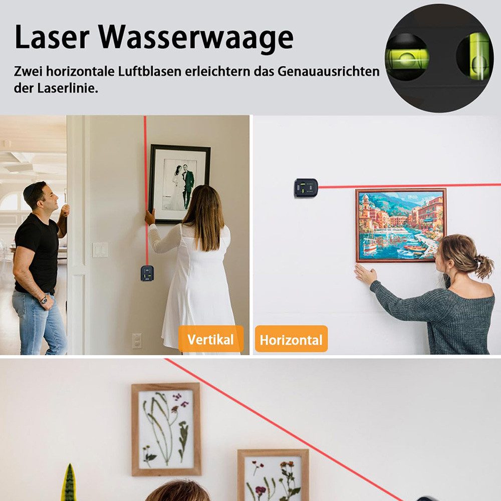 FOUORTUNATE-BEE Wasserwaage 4-in-1 Laser Wasserwaage mit Kreuzwasserwaage, günstig online kaufen