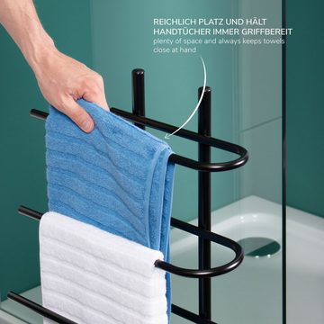 bremermann Handtuchhalter Stand-Handtuchhalter freistehend, 3 Stangen, Handtuchständer, schwarz