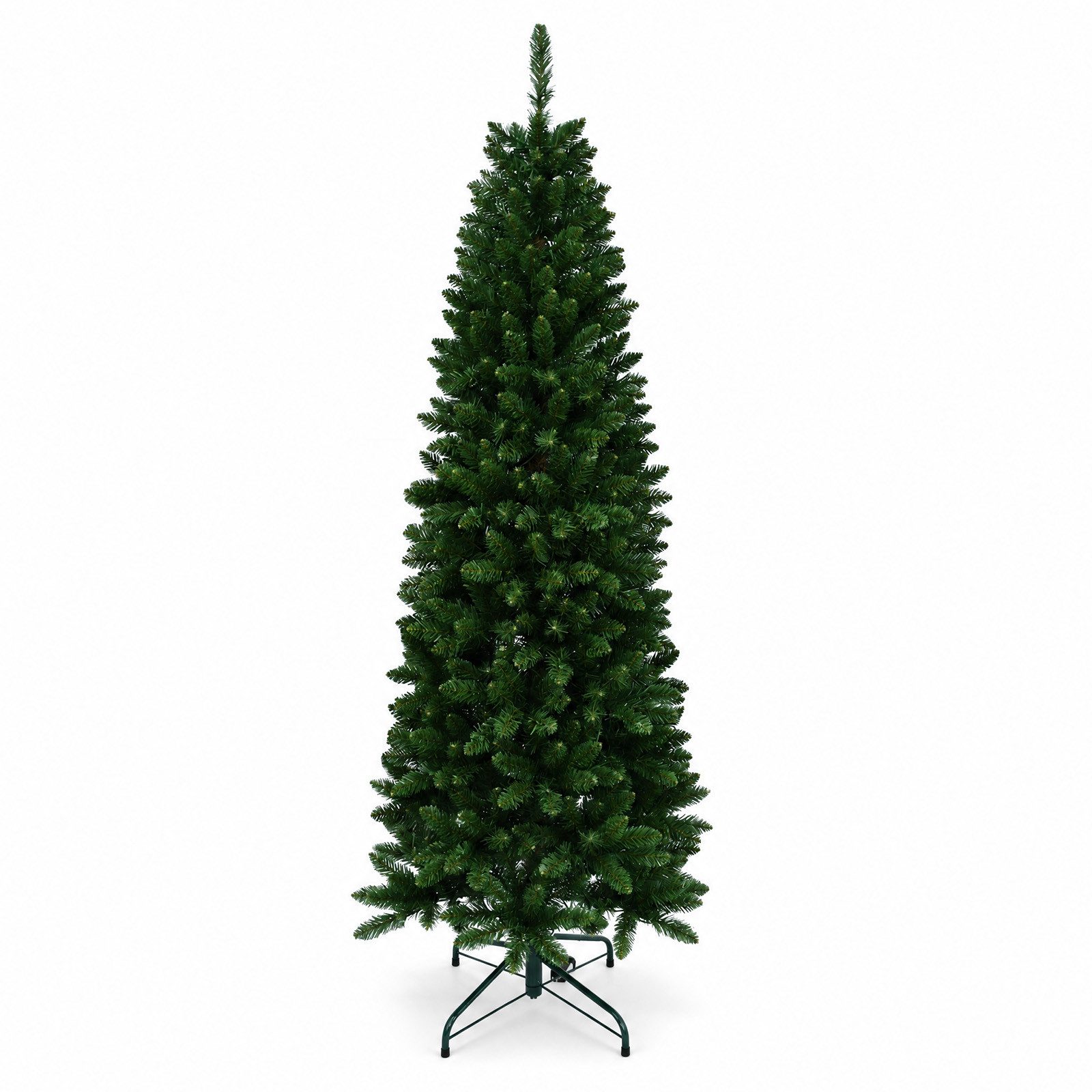 GarveeMore Künstlicher Weihnachtsbaum 180 cm Luxus Kunst-Tannenbaum mit Beleuchtung, Metallständer, Üppige, immergrüne Kunst-Fichte, 200 warmweiße LEDs, 700 Zweigspitzen