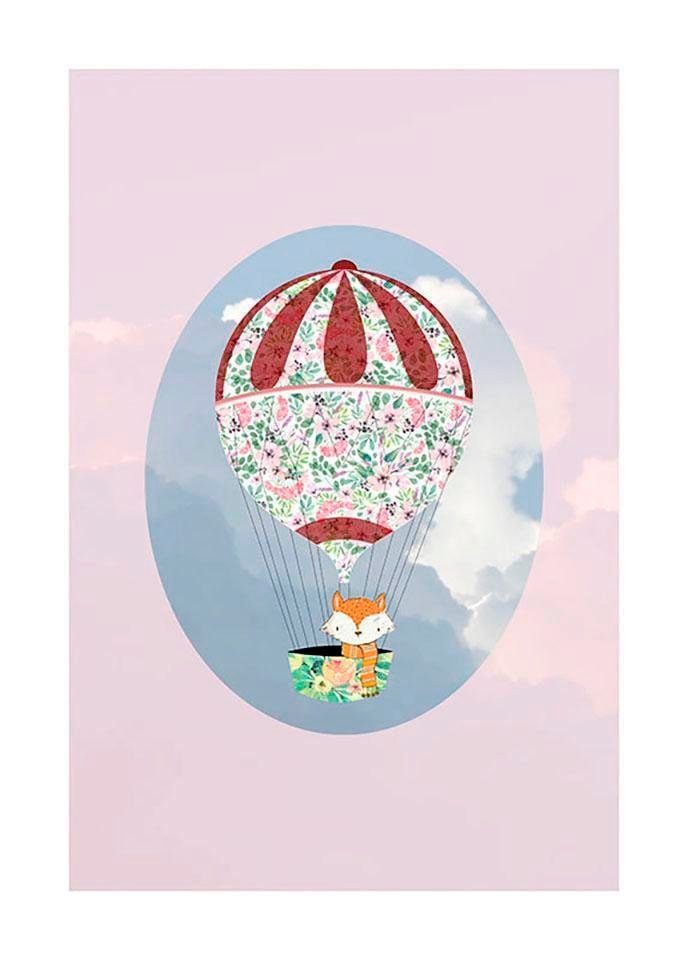 Komar Poster Happy Balloon Figuren Rose, Kinderzimmer, Schlafzimmer, (1 St), Wohnzimmer