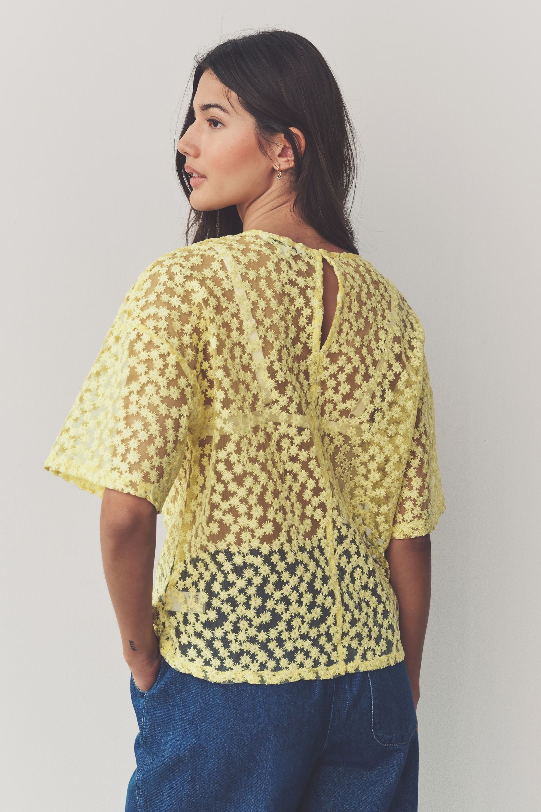 Next T-Shirt Kurzärmeliges, kastiges Mesh-Top mit günstig online kaufen