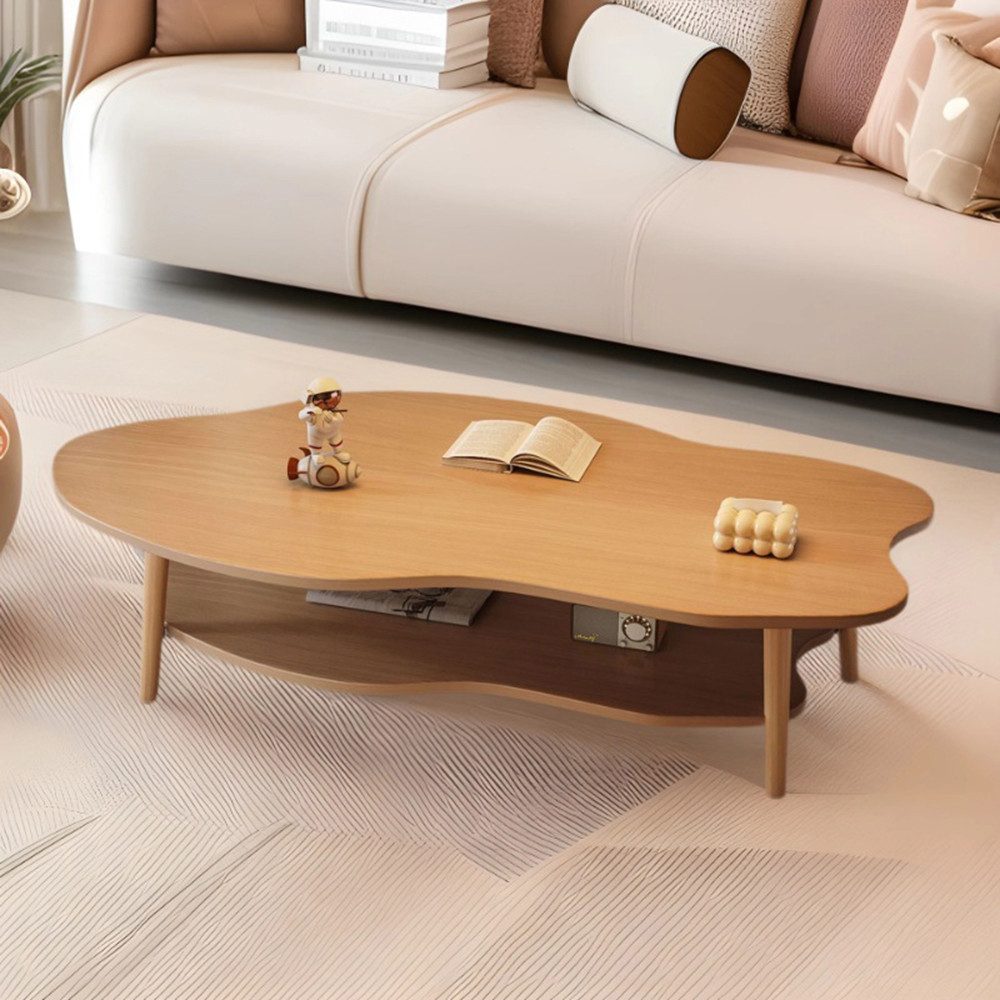 CHZIMADE Couchtisch Doppelschichtiges unregelmäßiges Holz-Tisch, Wolkentisc günstig online kaufen