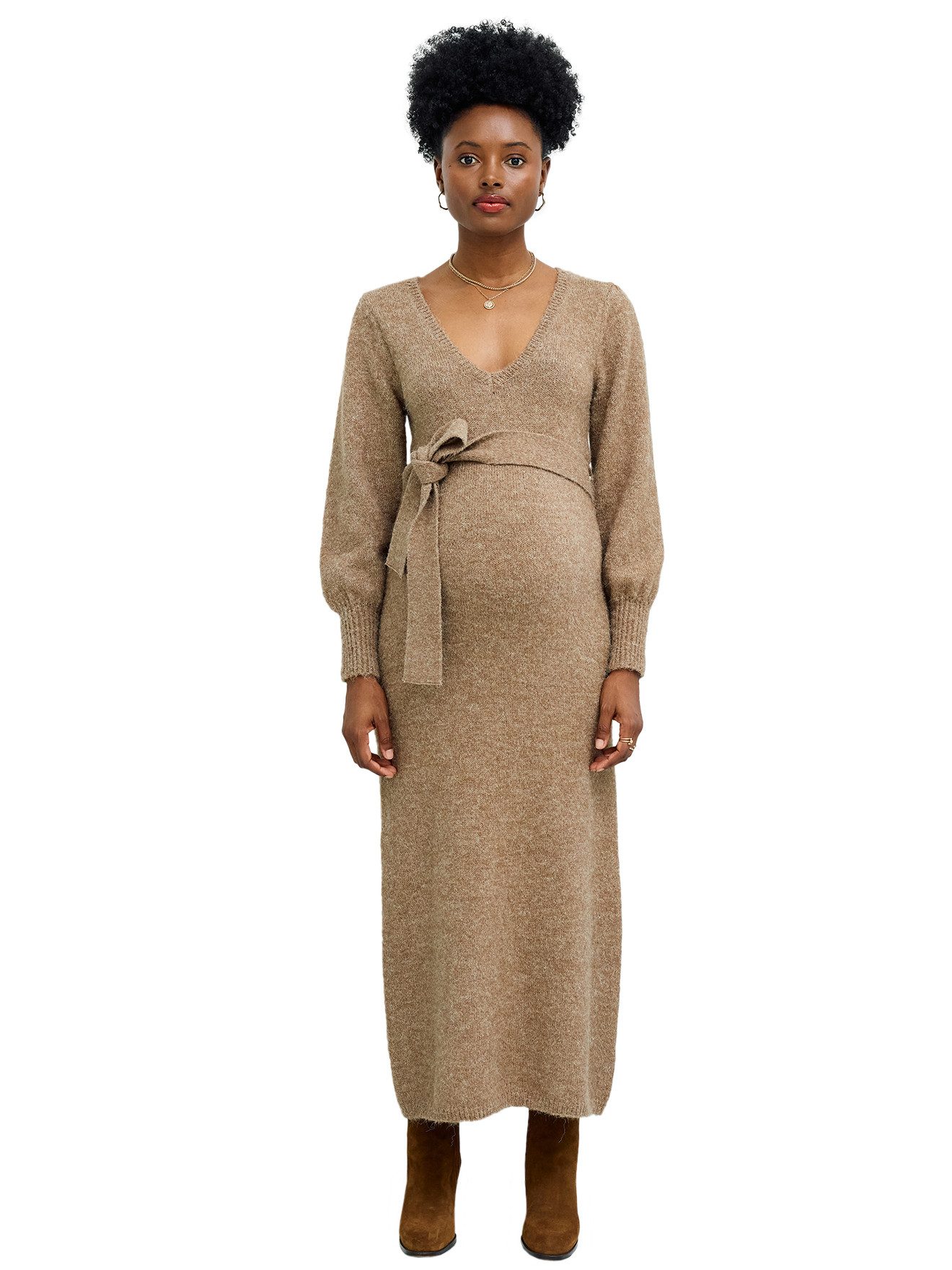 vertbaudet Umstandskleid Umstands-Maxikleid aus meliertem Strick