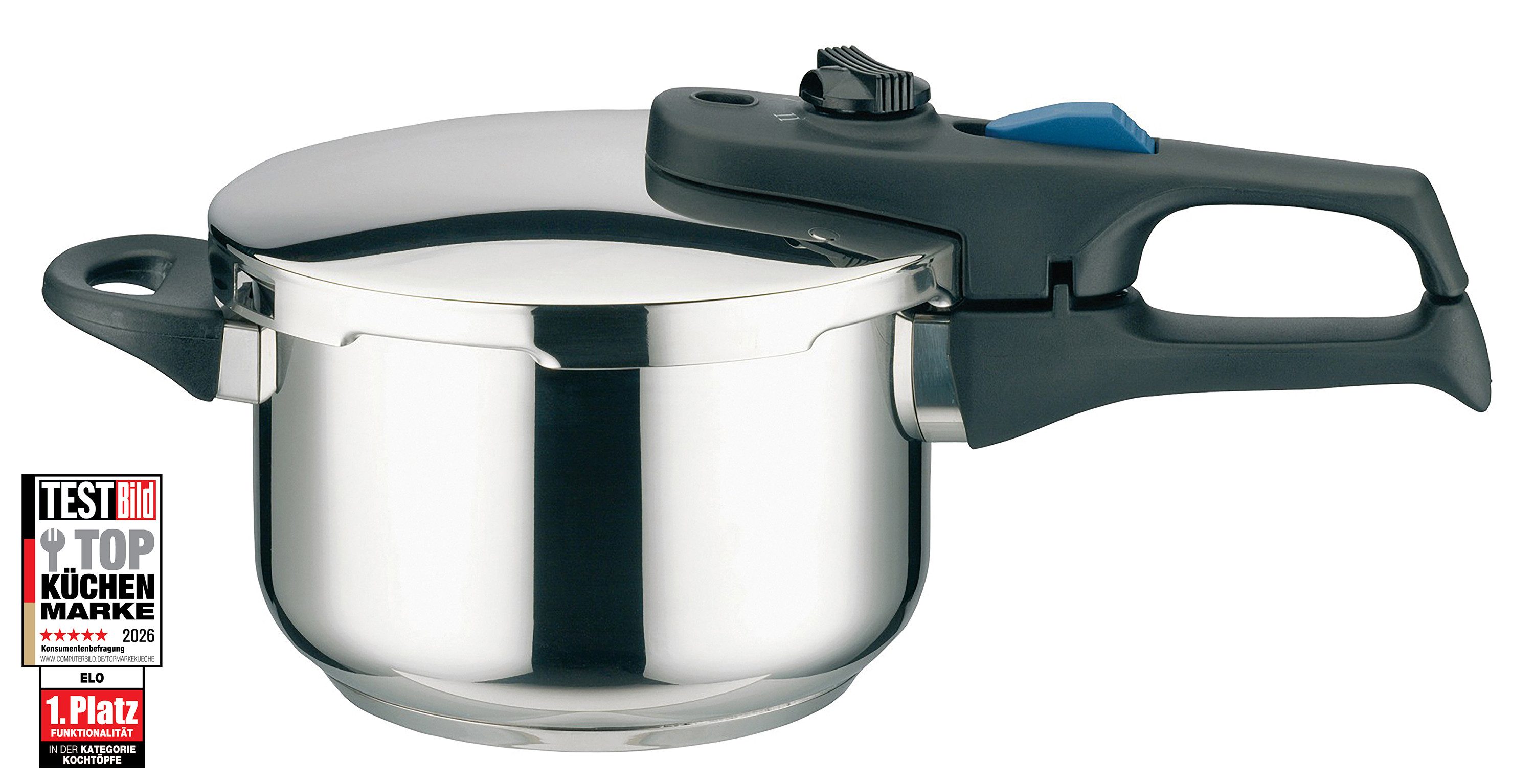 Elo Schnellkochtopf Praktika Plus XS, Edelstahl 18/8 (1-tlg), Dampfkochtopf, 2,7 Liter, Induktion