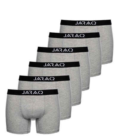 JARAQ Boxer JARAQ Baumwolle Boxershorts Herren 6er Pack Perfekte Passform Unterhosen für Männer S - 4XL Hellgrau