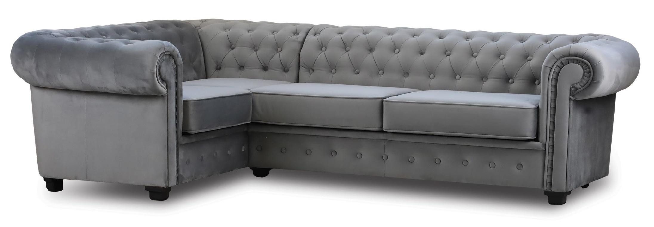 Xlmoebel Chesterfield-Sofa Elegantes Ecksofa aus Samt in stilvollem Design, Hergestellt in Europa