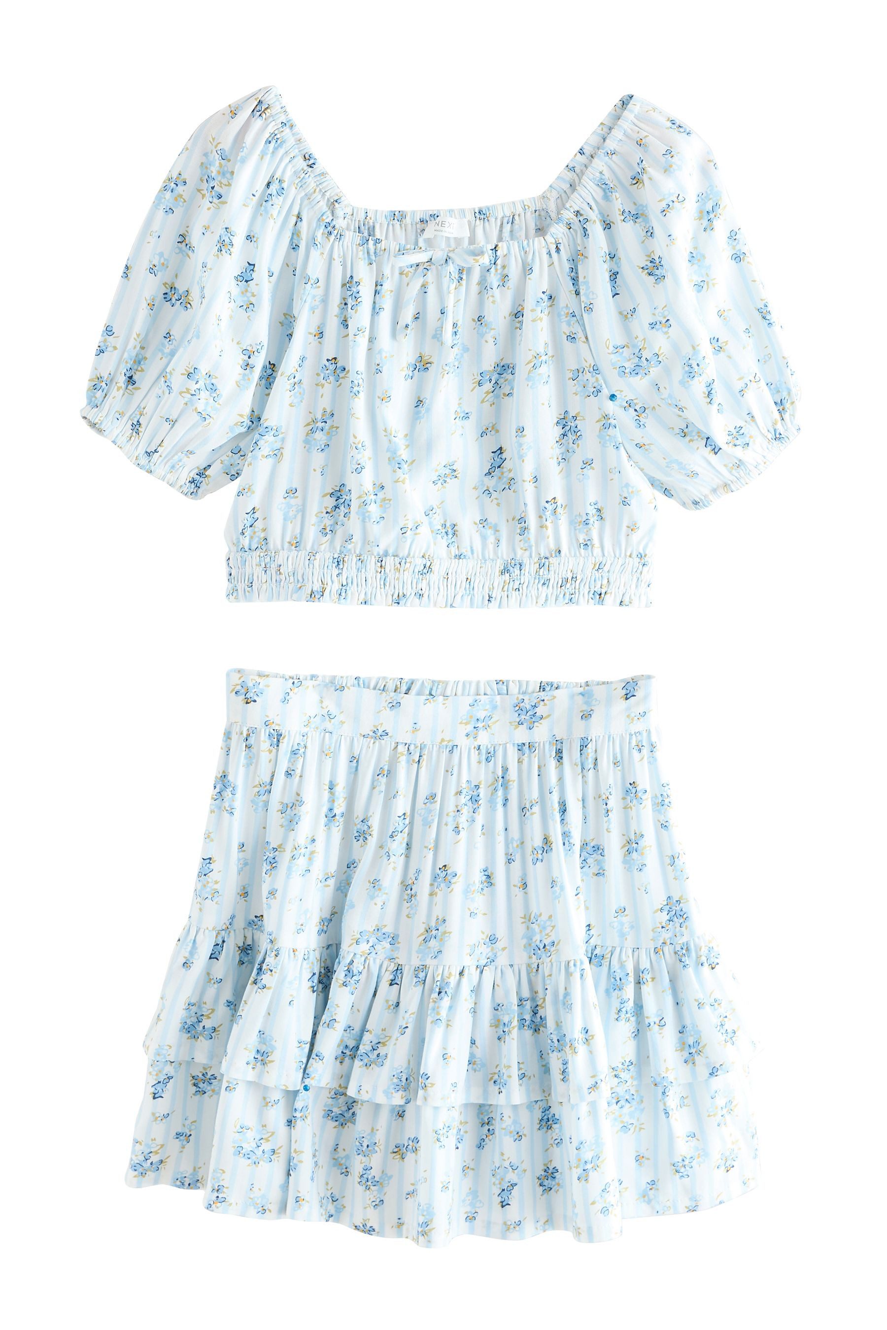 Next Top & Rock Bluse mit Puffärmeln und Rock im Set (2-tlg)