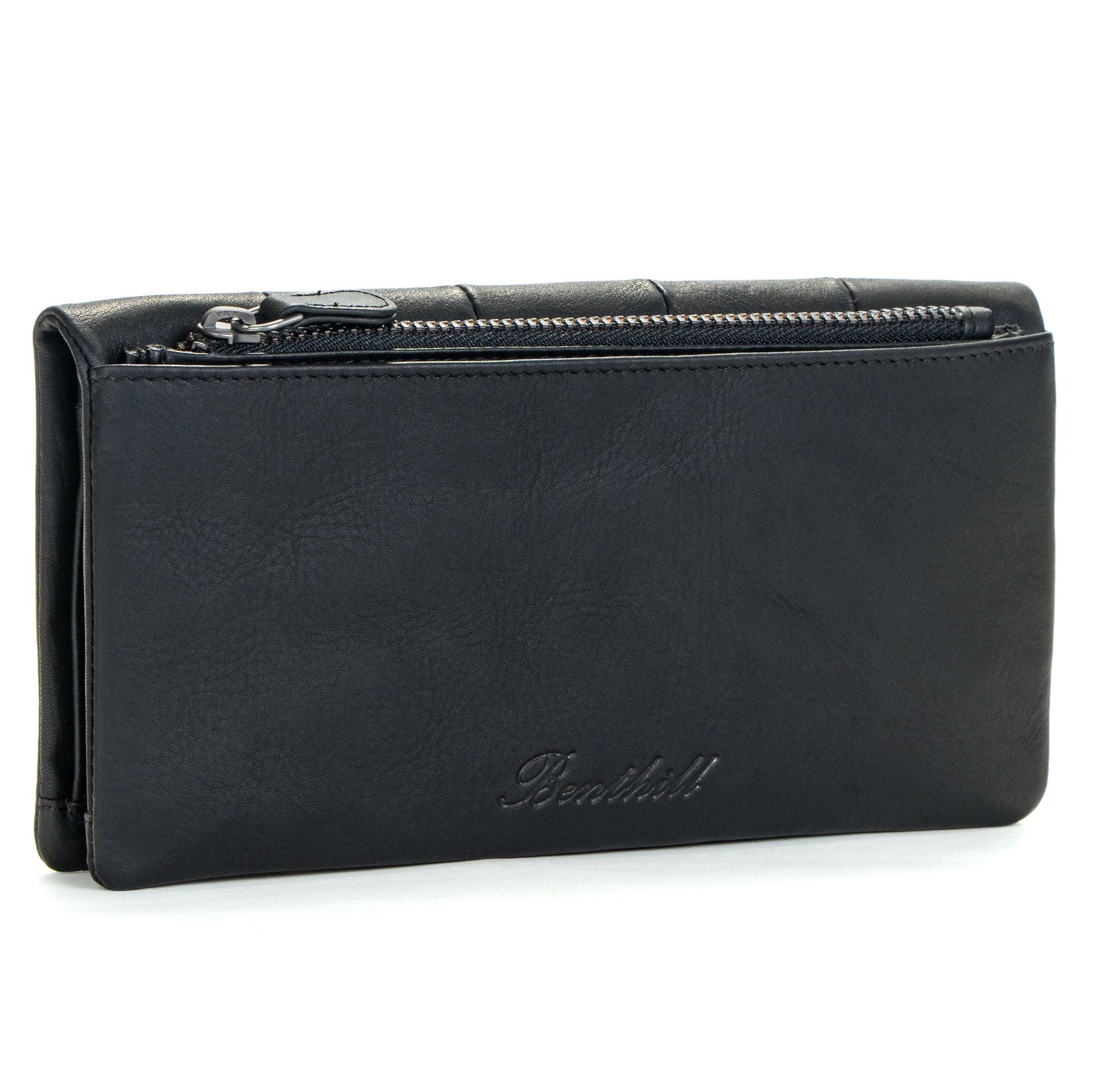 Benthill Geldbörse Damen Echt Leder Portemonnaie Groß RFID Vintage Geldbeutel Clutch, RFID-Schutz Kartenfächer Münzfach Reißverschlussfach