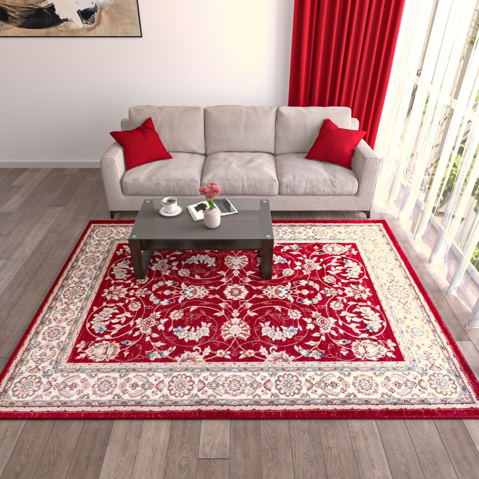 Traditioneller cm, 100 Pflegeleicht, Wohnzimmerteppich Mazovia, Geeignet Teppich Rot, Orient 60 - Oriente Teppich x Fußbodenheizung, für Orientteppich