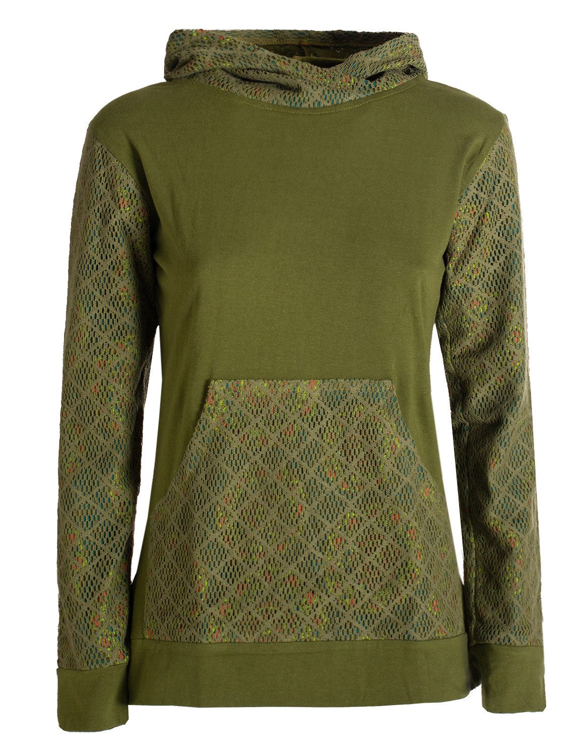 Kapuzensweatshirt Baumwolle Hoodie Spitze Kapuze Tasche bedruckt