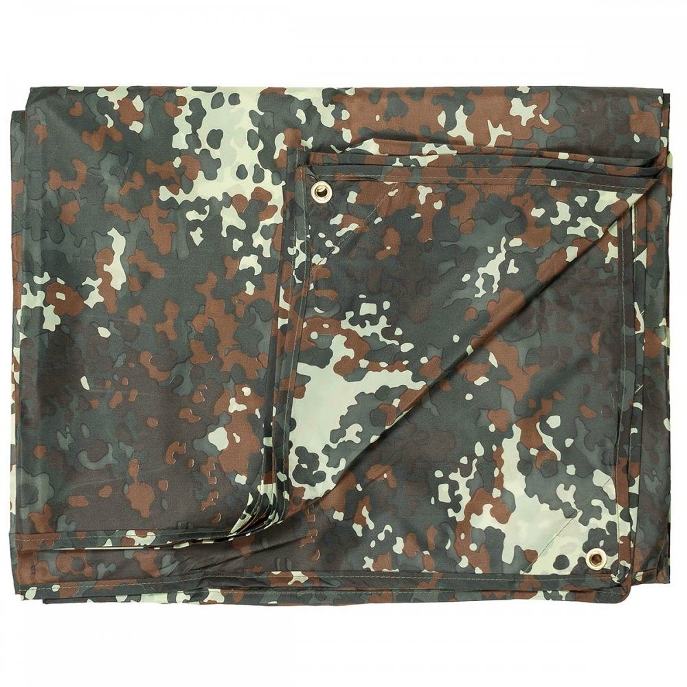 MFH Schutzplane Mehrzweckplane, Tarp, flecktarn, ca. 300 x 400 cm, 10 verstärkte Metallösen