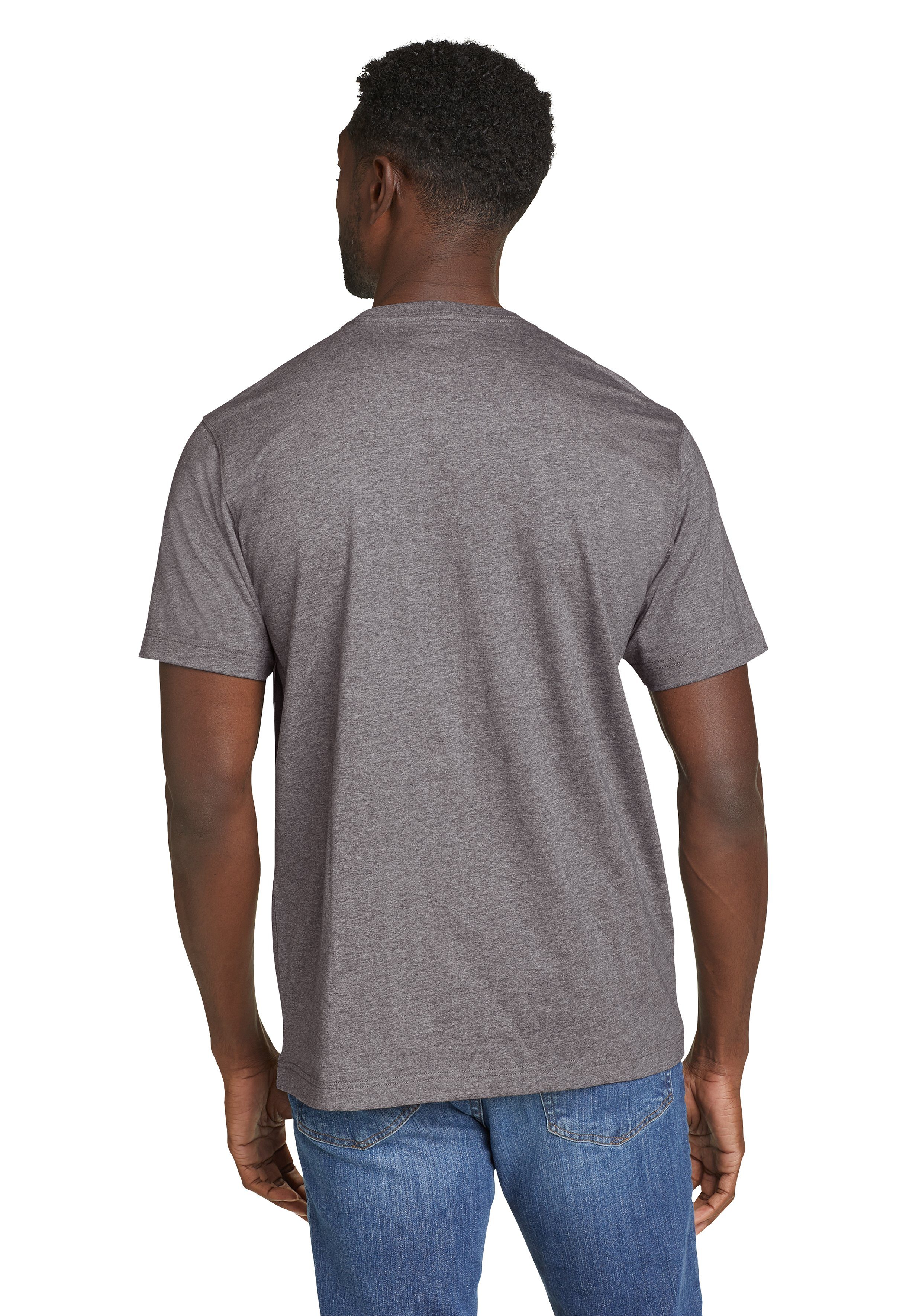 Eddie Bauer Pro Wash - Tasche Shirt 100% Grau T-Shirt Kurzarm Baumwolle Meliertes Legend mit