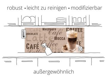 Artland Küchenrückwand Kaffee. Designelemente auf einer Tafel, (1-tlg), Alu Spritzschutz mit Klebeband, einfache Montage