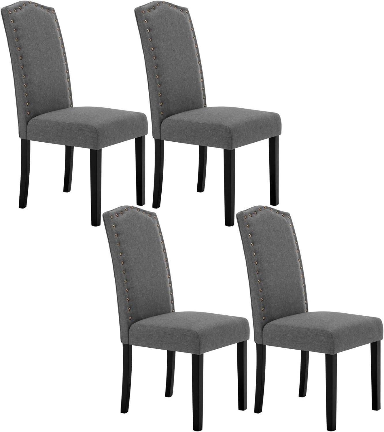 Woltu 4-Fußstuhl (Set, 4 St), Esszimmerstühle mit Rückenlehne, Leinenbezug
