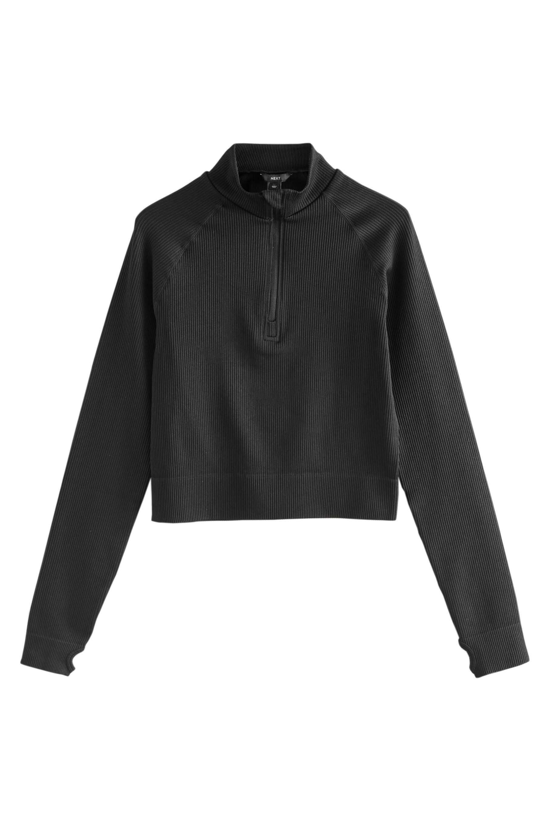 Blusenshirt Geripptes Langarmoberteil mit Reißverschluss