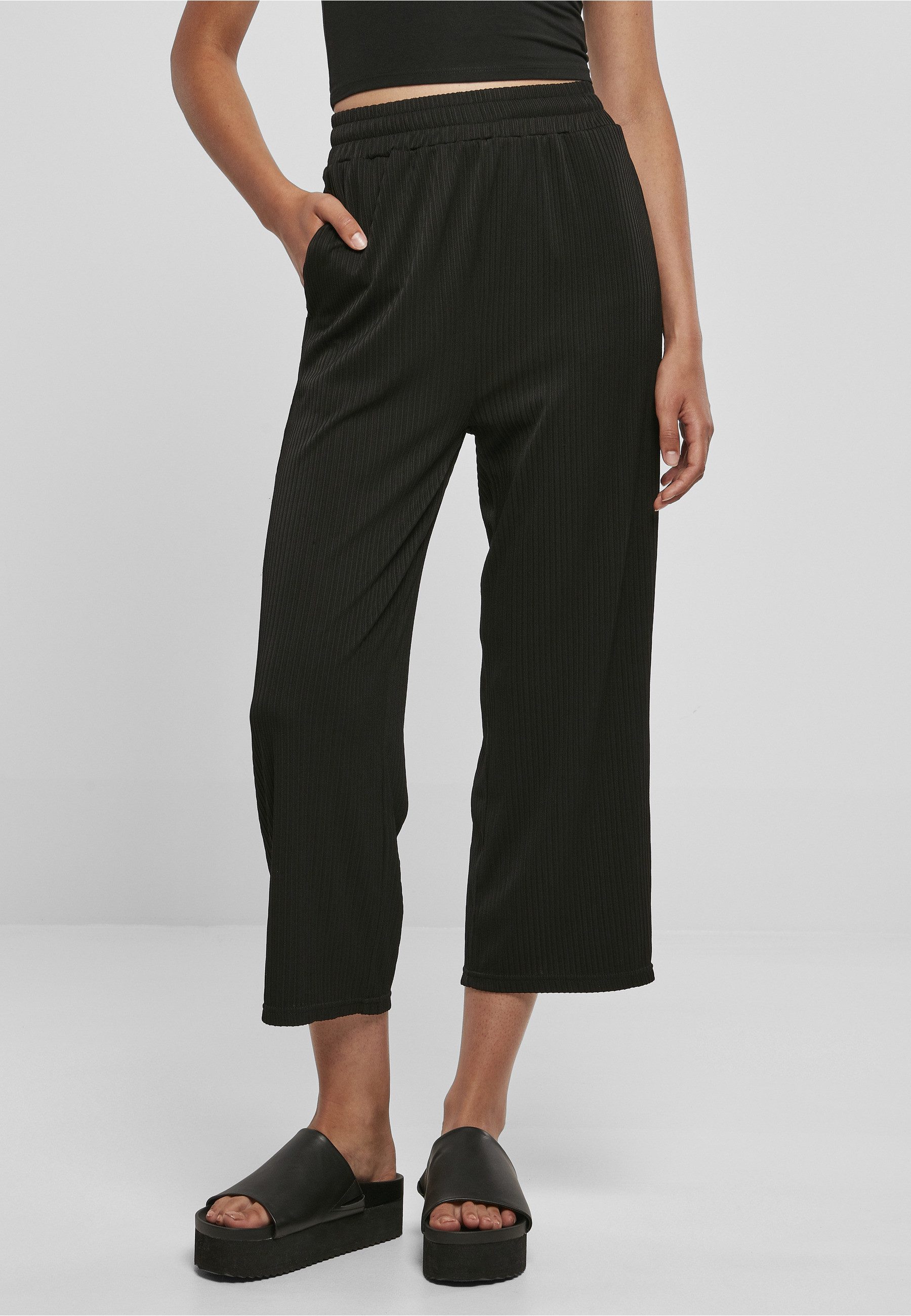 URBAN CLASSICS Culotte Urban Classics Damen Ladies Straight Leg Rib Interlock Culotte (1-tlg)