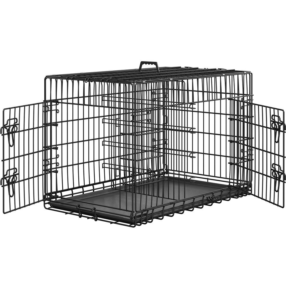 Yaheetech Tiertransportbox Hundebox mit Ausziehbaren Bodenwanne & Griff & 2 Türen bis 30 kg, Transportbox 90 x 56 x 63 cm