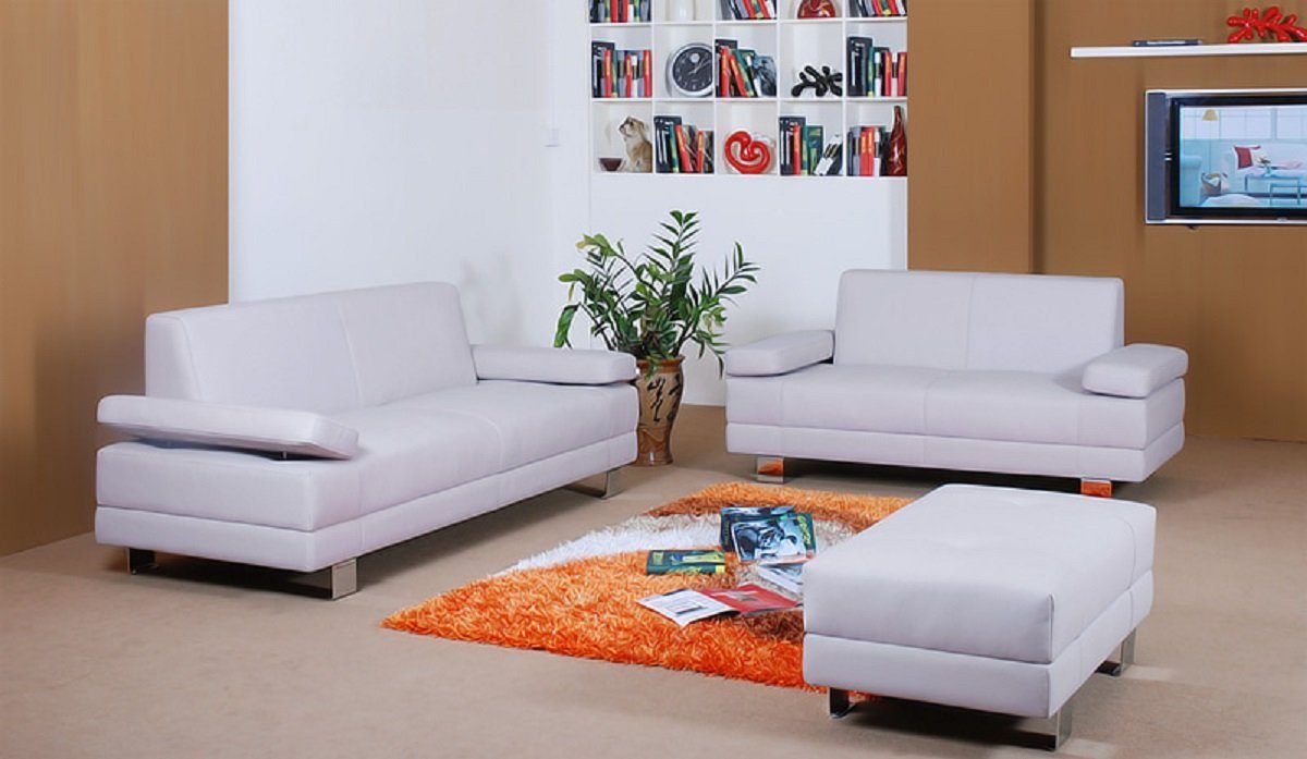 Sofa Made Grau Couchen Design Sofas JVmoebel in Leder Polster, Set Sofagarnitur Sofa Europe Sitzer 311