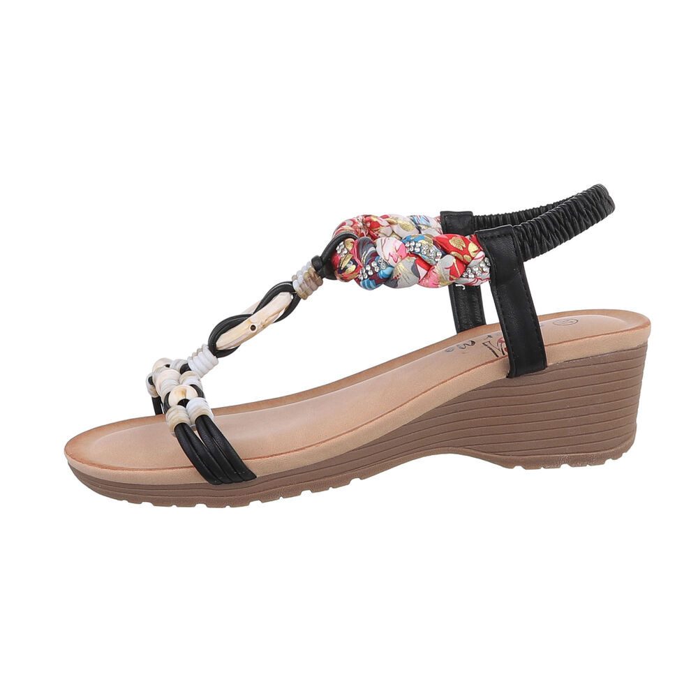 Ital-Design Damen Freizeit Keilsandalette (86016710) Keilabsatz/Wedge Keilsandaletten in Schwarz
