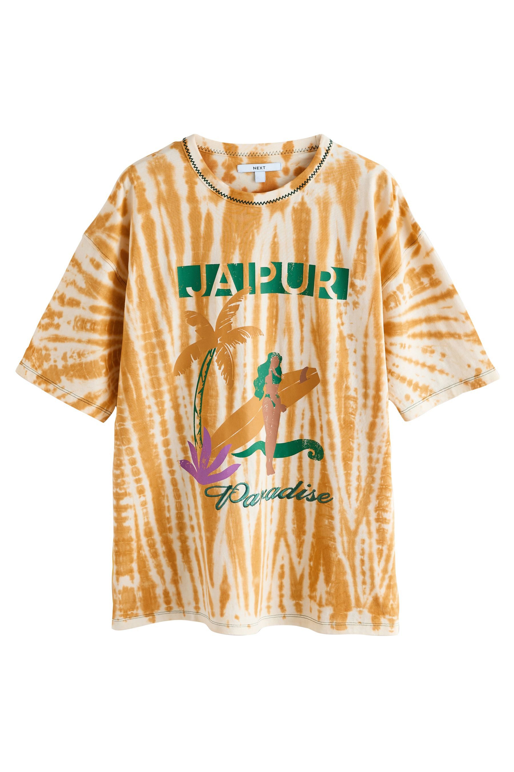 Next T-Shirt Kurzärmeliges T-Shirt mit Batik und Grafik (1-tlg)