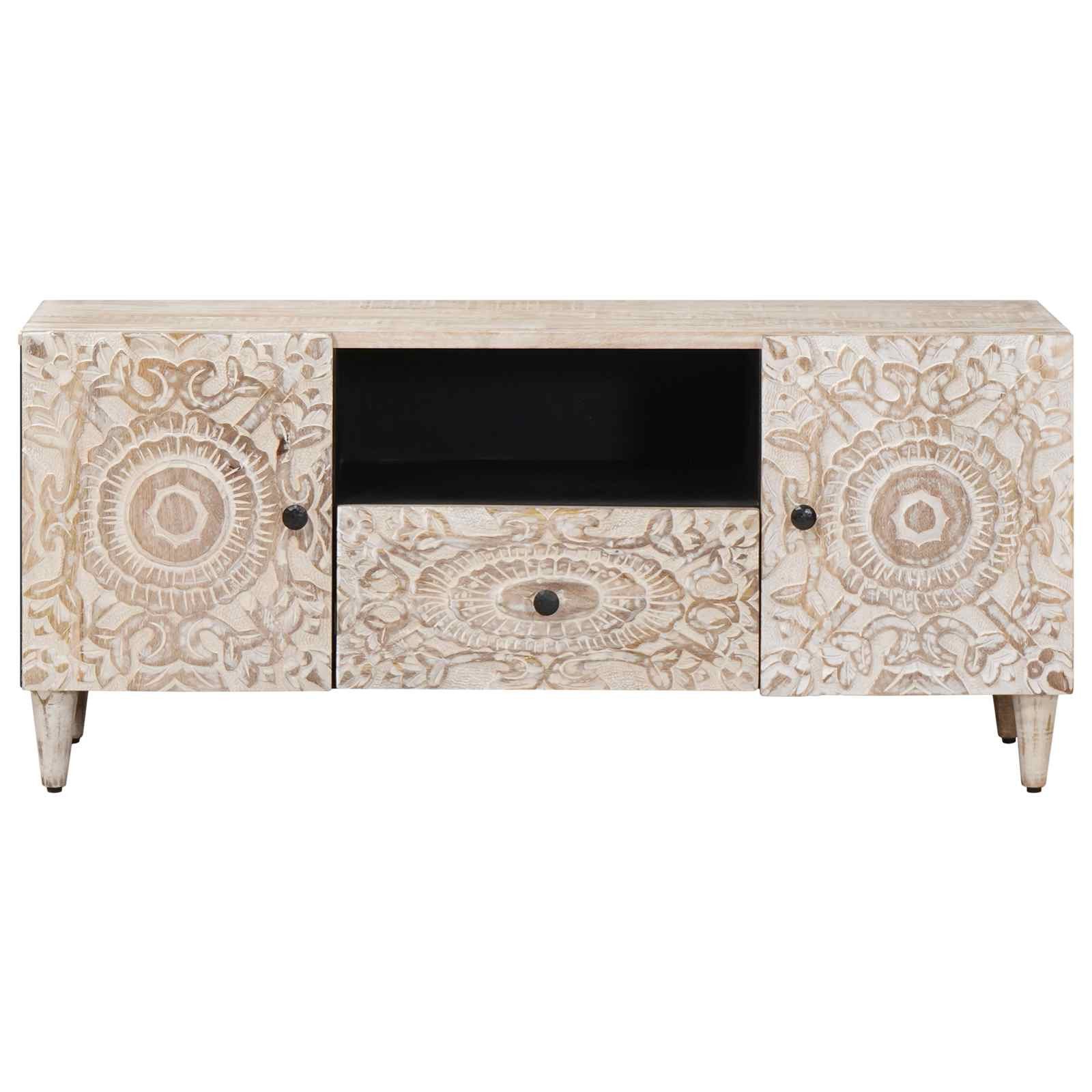 vidaXL TV-Schrank TV-Schränk Weiß 105 x 33,5 x 46 cm Massivholz (1-St)