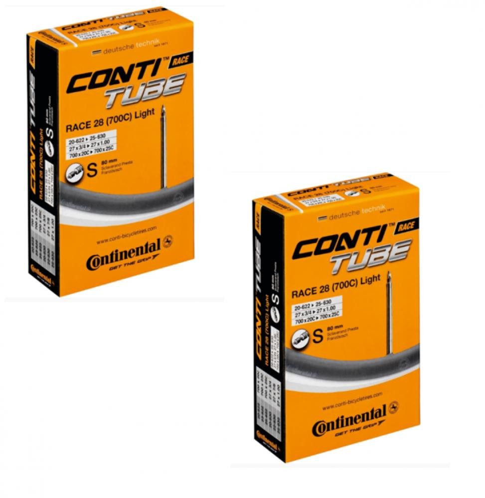 Fahrradschlauch 2x Continental Schlauch Conti Race 28\" 700x20/25C 18/25-622/630 SV 80