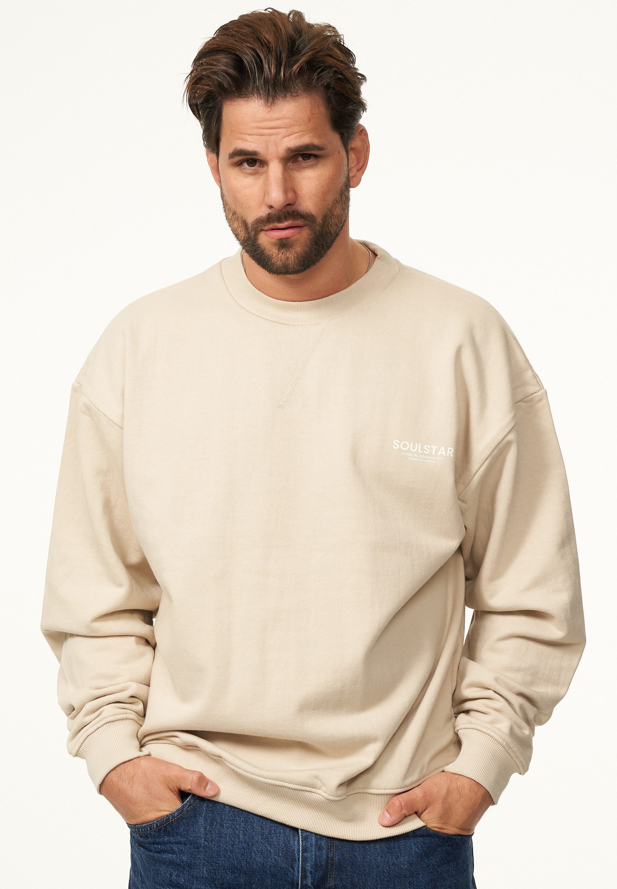 SOULSTAR Sweatshirt S2PAJU Herren Oversize Пуловеры mit Rundhals-Ausschnitt Crew-Neck Sweater