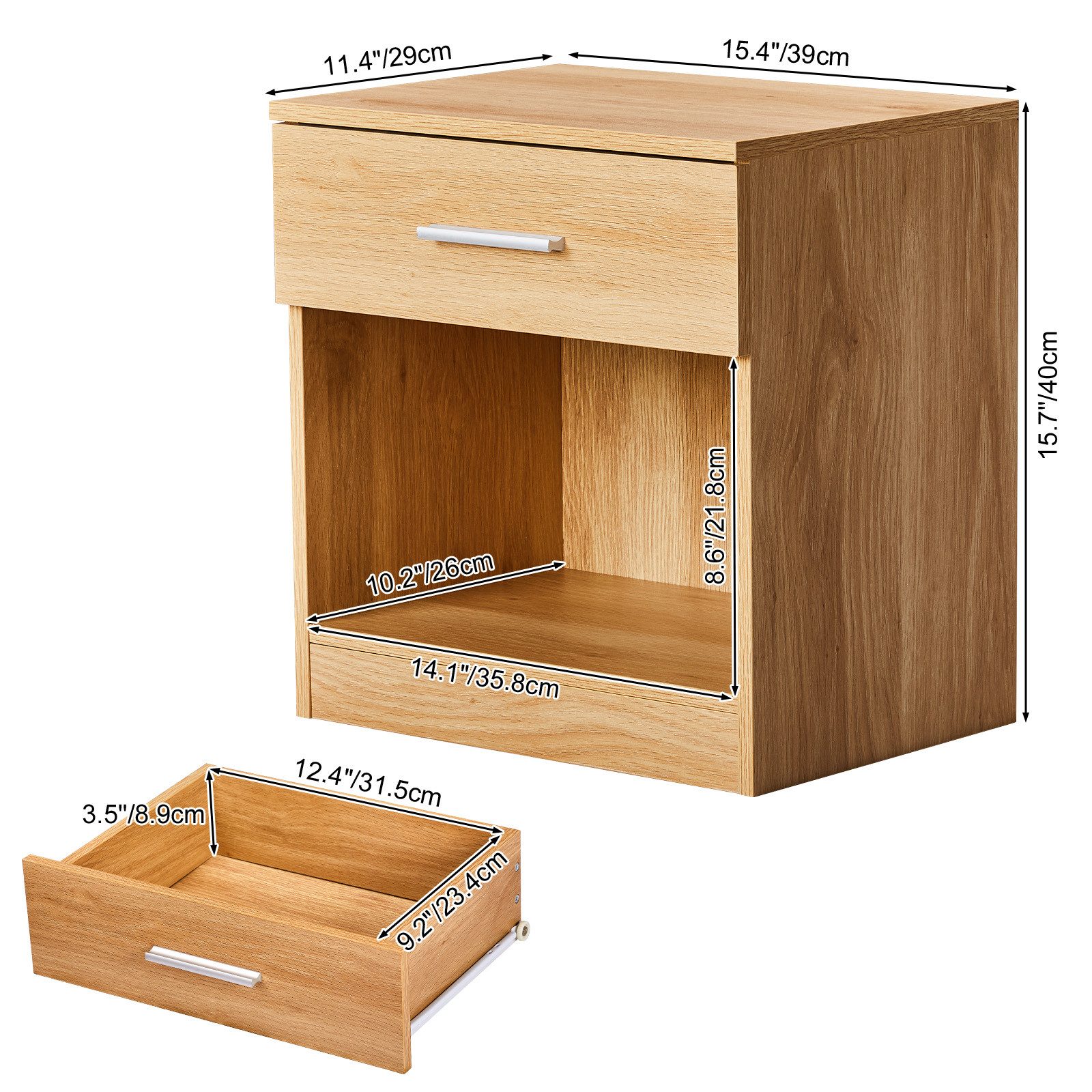 VINGLI Nachttisch Kleiner Beistelltisch Weiß, Nachtschrank mit Schubladen, Nachtkommde (2-St), 39 x 29x 41 cm, für Boxspringbetten – Bild 3 von 5