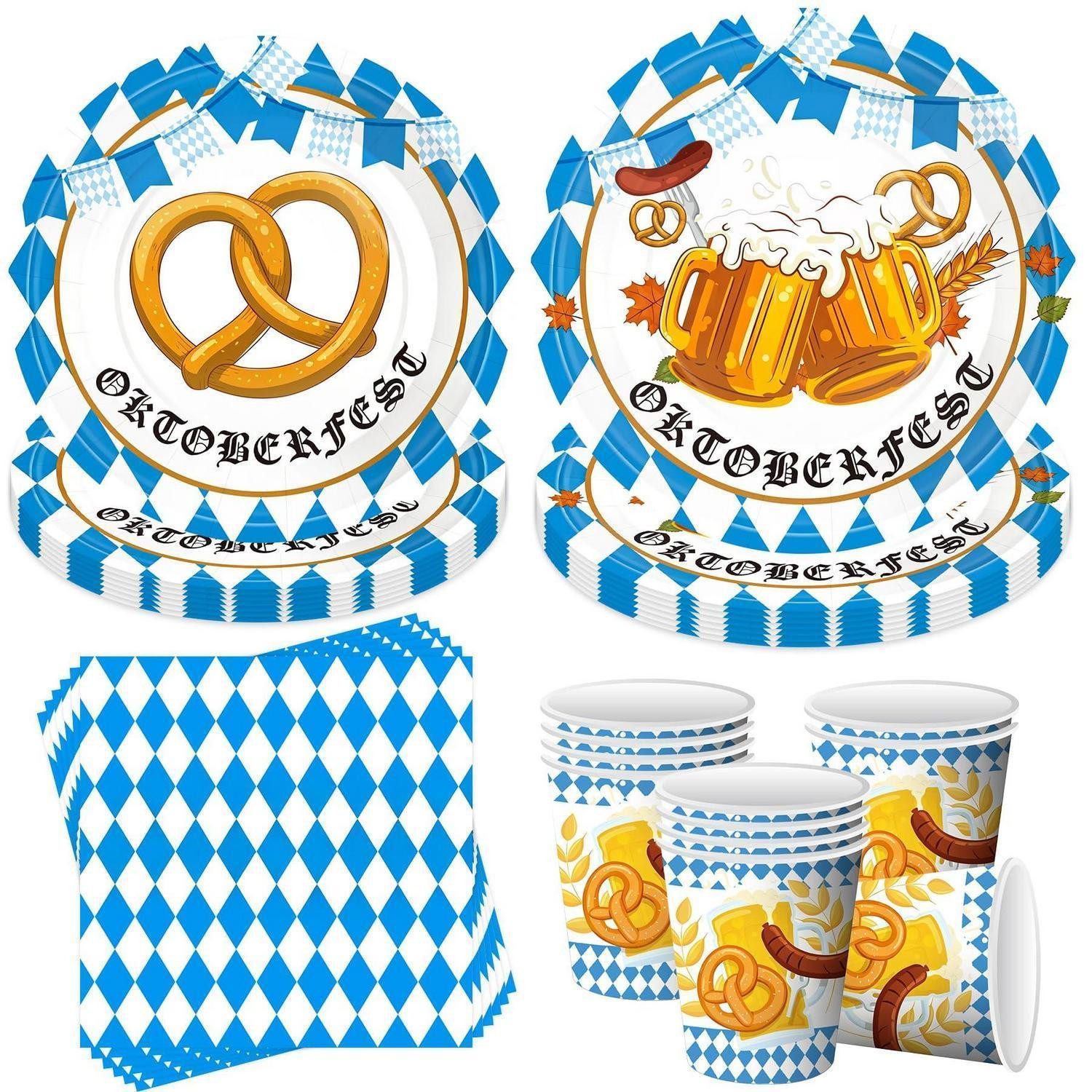 LuxusKollektion Pappteller Geschirr Set Oktoberfest 50tlg, (1 St)