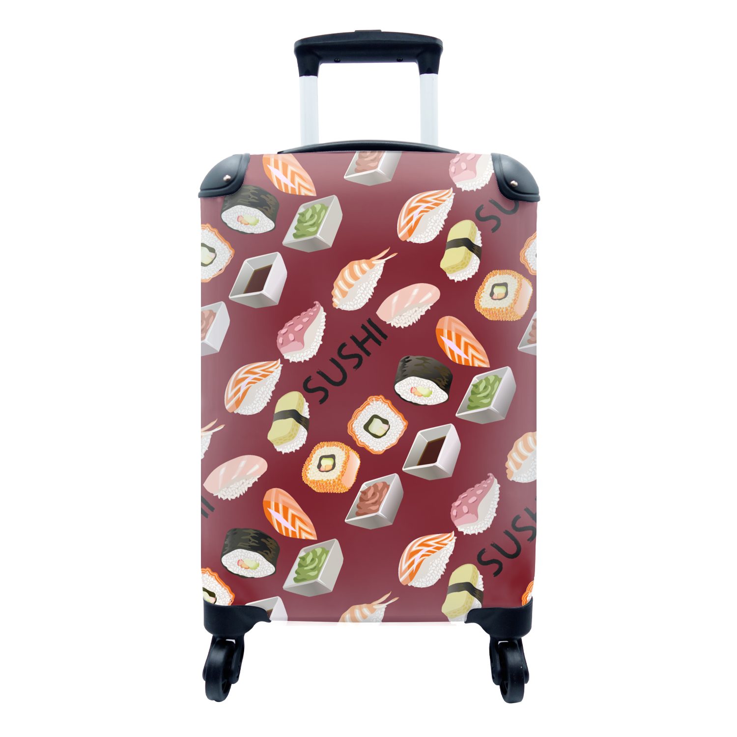 MuchoWow Handgepäckkoffer Diagramm - Sushi - Japan - Zitate, 4 Rollen, Reisetasche mit rollen, Handgepäck für Ferien, Trolley, Reisekoffer