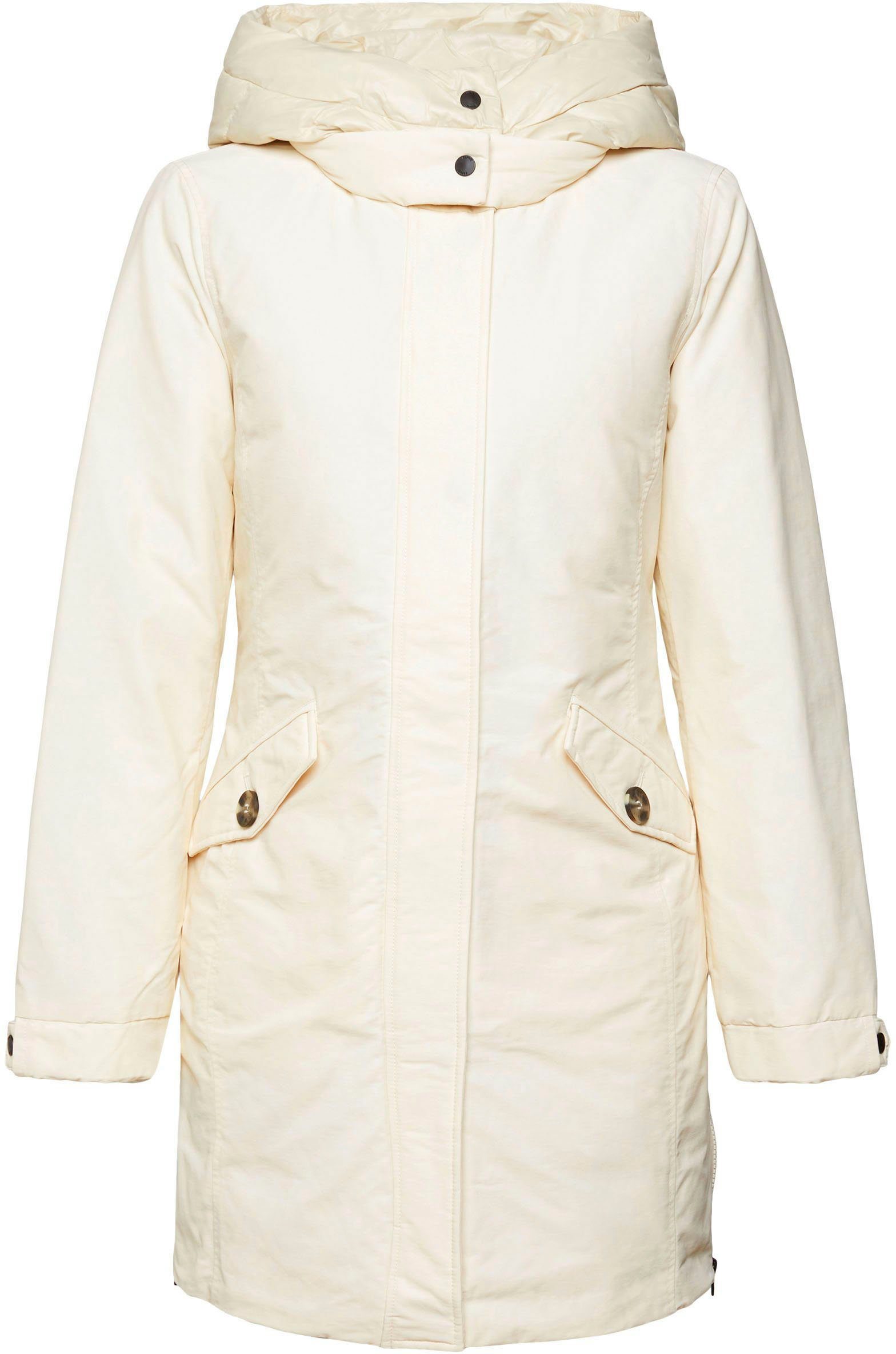 Parka creme beige Esprit warmer Daunenfüllung mit Reißverschluss-Innentasche praktischer und