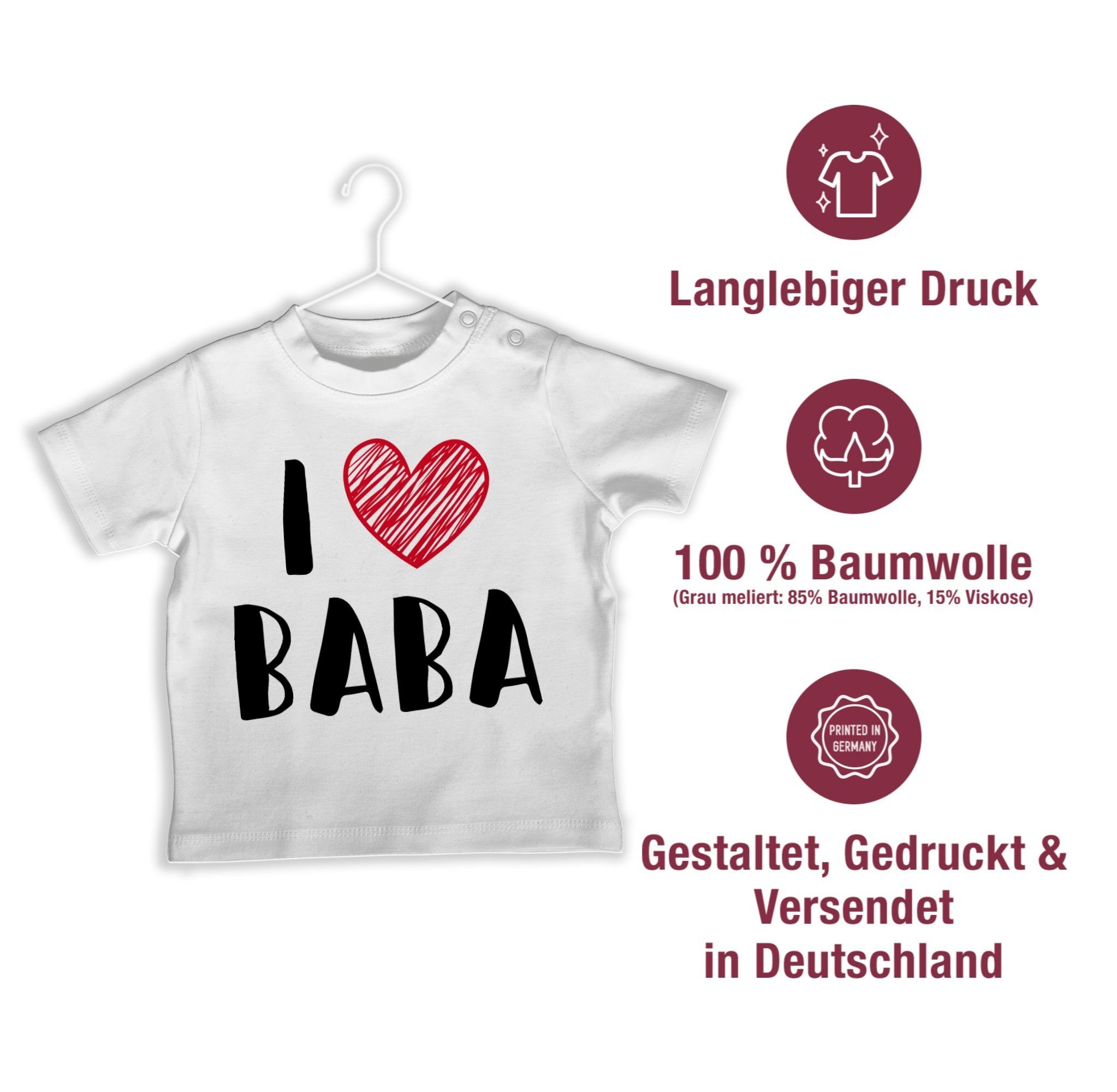 I T-Shirt Baby Weiß Baba Love Shirtracer Vatertag Geschenk 1