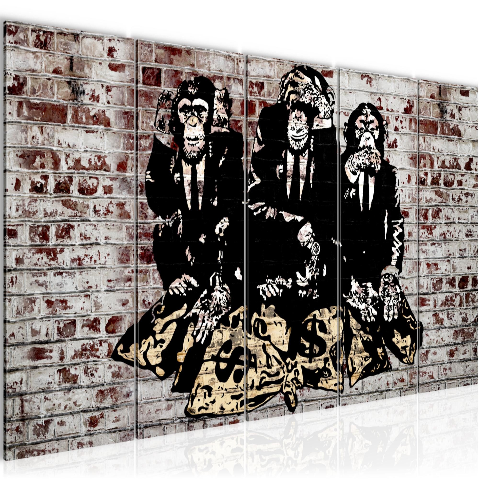 Runa Art Wandbild Bild Street Art Affen auf Vlies Leinwand Wanddekoration Loft 303456c, 150L x 60B cm